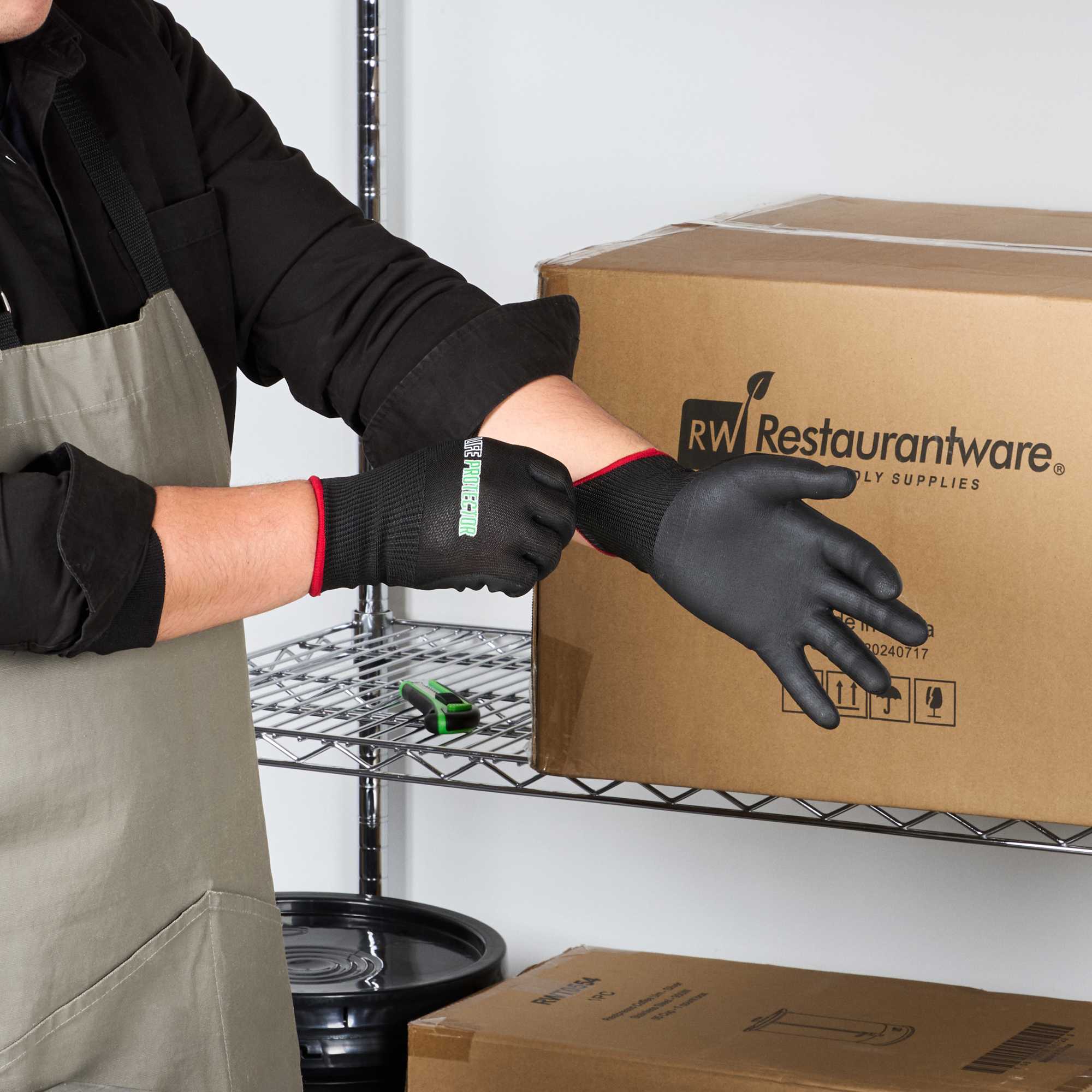 Life Protector Black HPPE Nylon / Spandex Small Work Gloves - with Ultra-Thin Foam Nitrile Palm Coating, Cut-Resistant - Pair - 1 count box