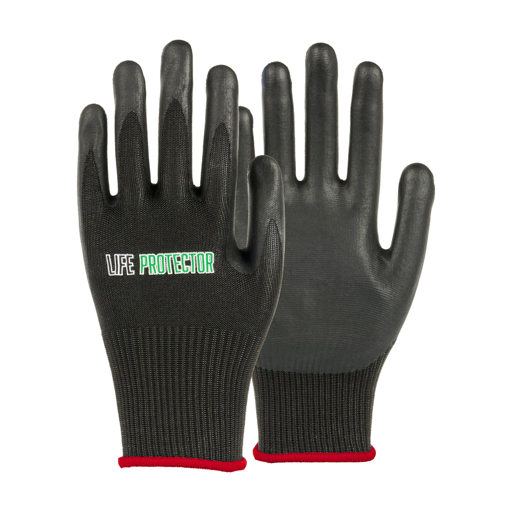 Life Protector Black HPPE Nylon / Spandex Small Work Gloves - with Ultra-Thin Foam Nitrile Palm Coating, Cut-Resistant - Pair - 10 count box