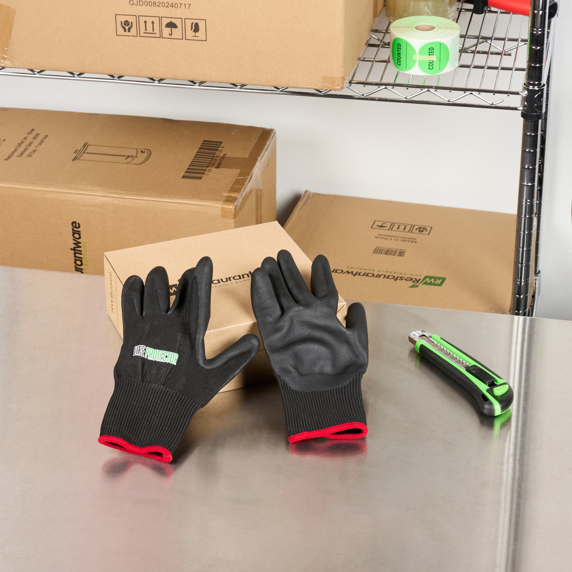 Life Protector Black HPPE Nylon / Spandex Small Work Gloves - with Ultra-Thin Foam Nitrile Palm Coating, Cut-Resistant - Pair - 10 count box