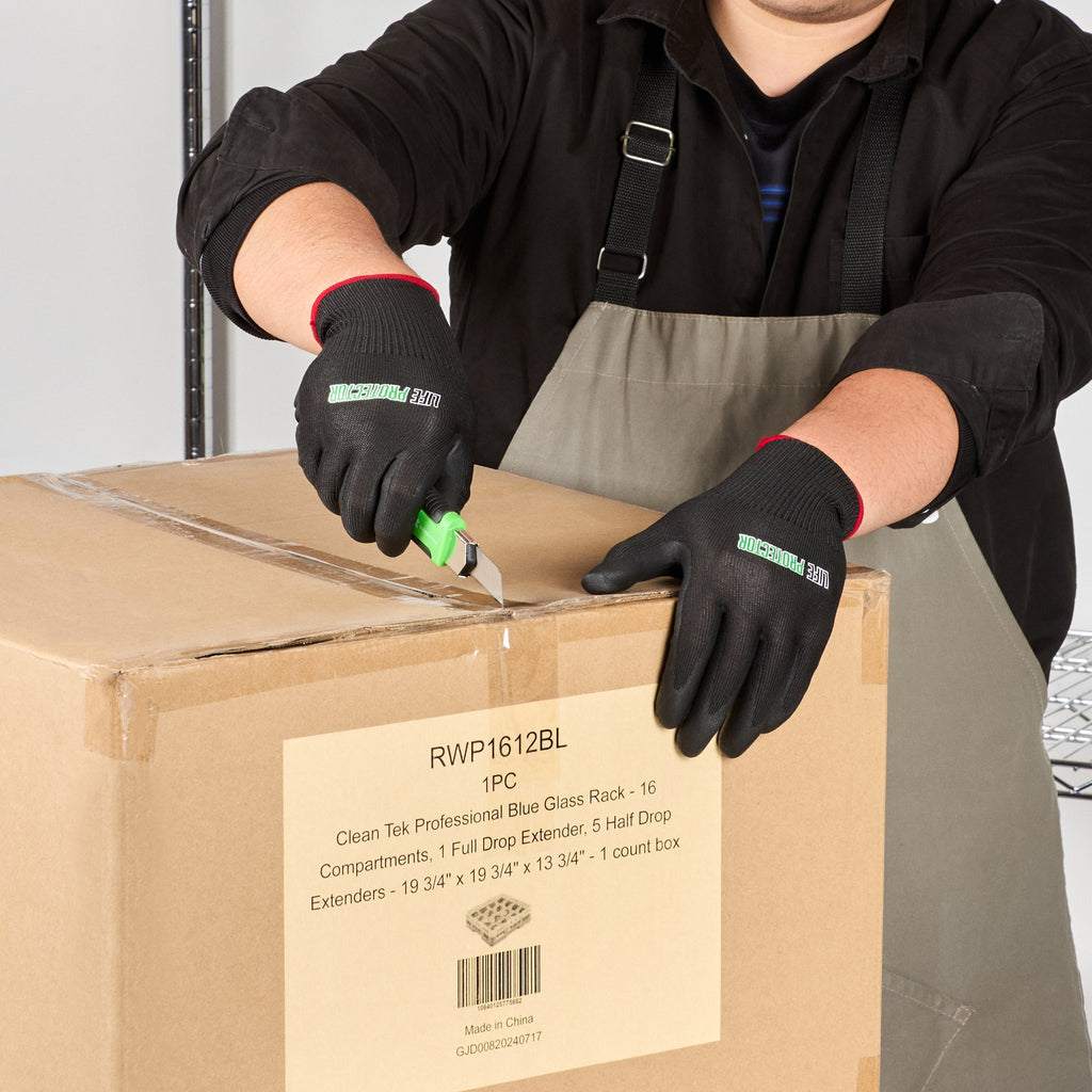Life Protector Black HPPE Nylon / Spandex Small Work Gloves - with Ultra-Thin Foam Nitrile Palm Coating, Cut-Resistant - Pair - 10 count box
