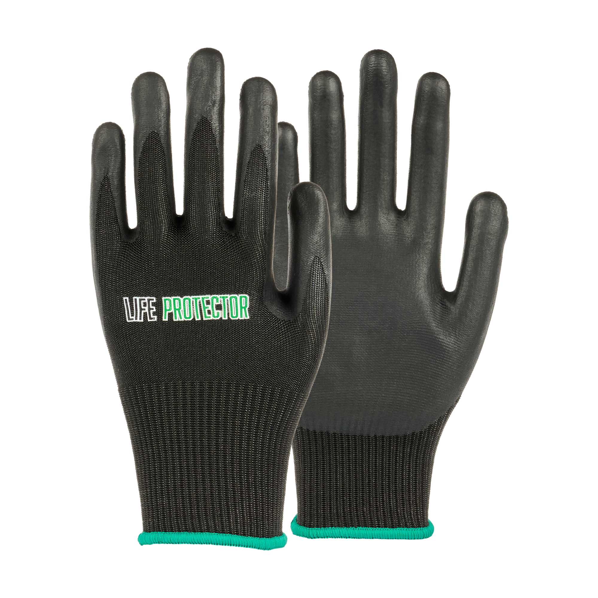 Life Protector Black HPPE Nylon / Spandex Medium Work Gloves - with Ultra-Thin Foam Nitrile Palm Coating, Cut-Resistant - Pair - 1 count box
