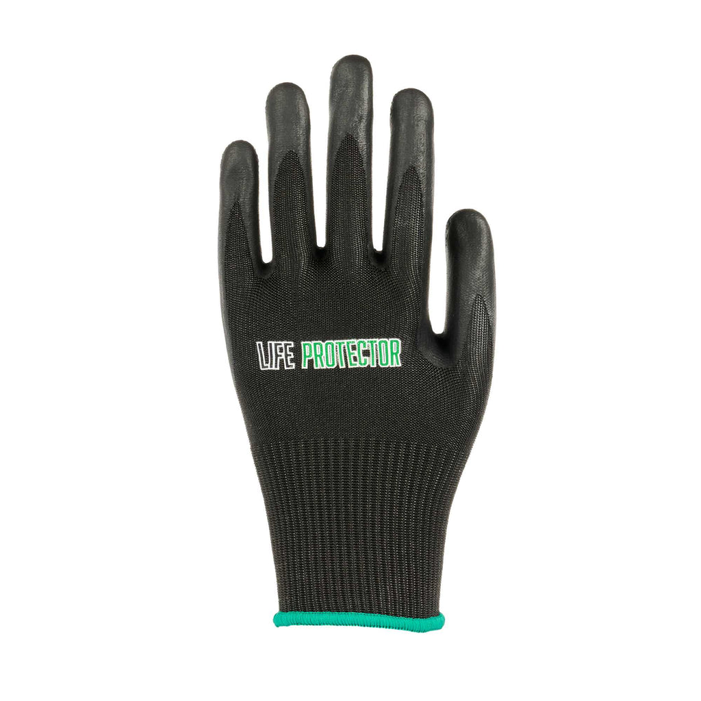 Life Protector Black HPPE Nylon / Spandex Medium Work Gloves - with Ultra-Thin Foam Nitrile Palm Coating, Cut-Resistant - Pair - 1 count box
