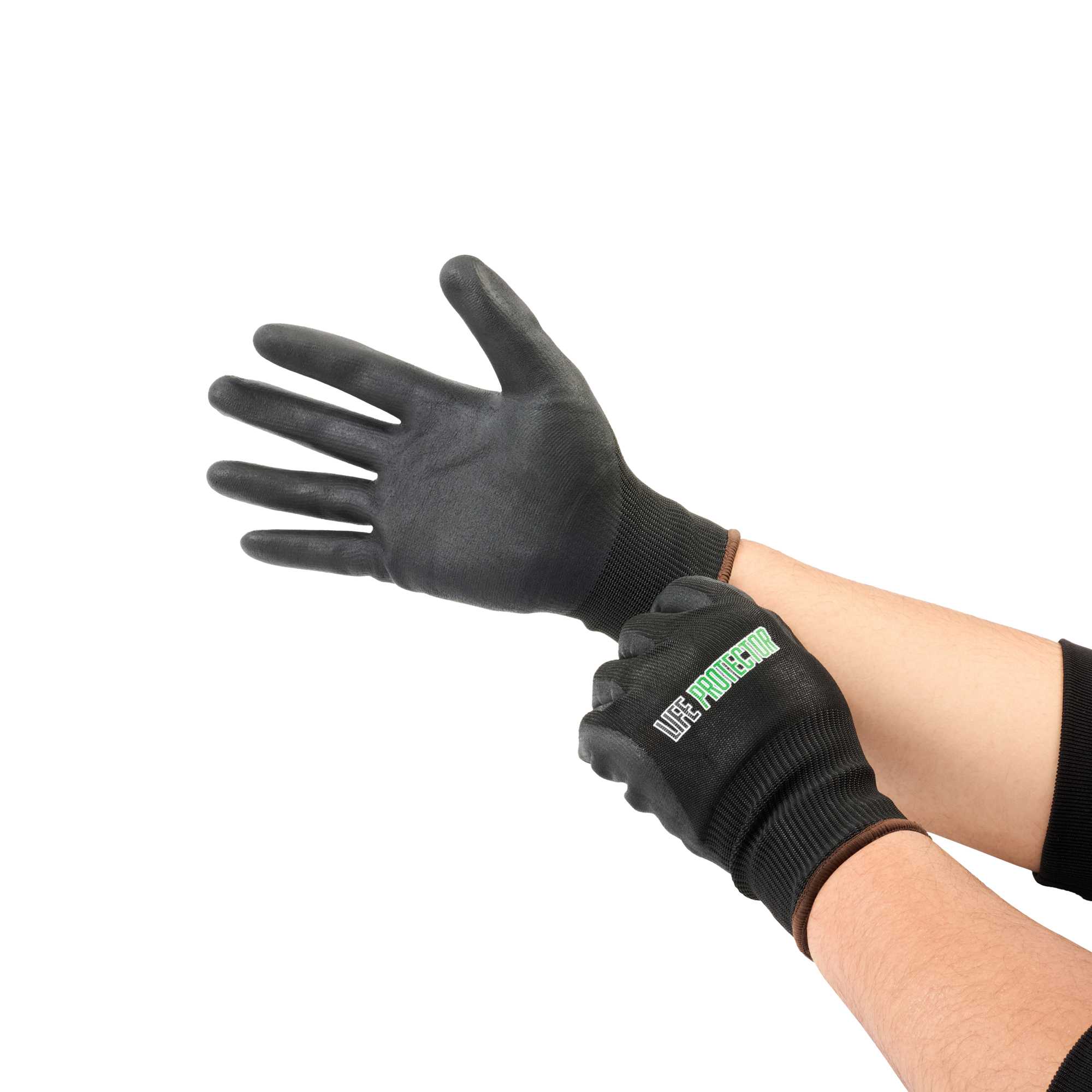 Life Protector Black HPPE Nylon / Spandex Large Work Gloves - with Ultra-Thin Foam Nitrile Palm Coating, Cut-Resistant - Pair - 1 count box