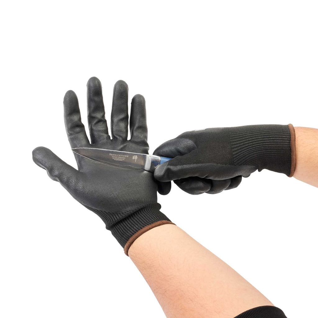 Life Protector Black HPPE Nylon / Spandex Large Work Gloves - with Ultra-Thin Foam Nitrile Palm Coating, Cut-Resistant - Pair - 1 count box