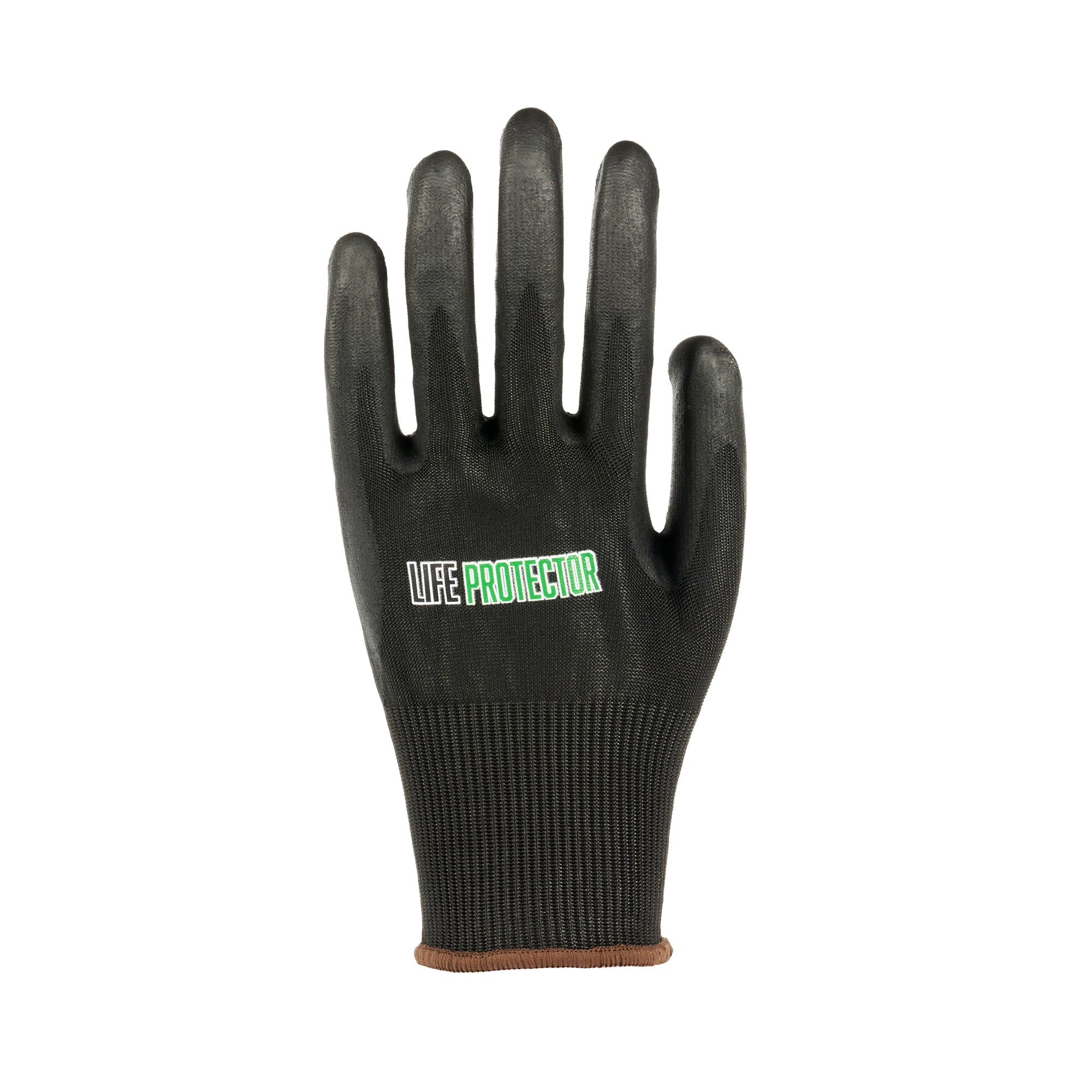 Life Protector Black HPPE Nylon / Spandex Large Work Gloves - with Ultra-Thin Foam Nitrile Palm Coating, Cut-Resistant - Pair - 10 count box