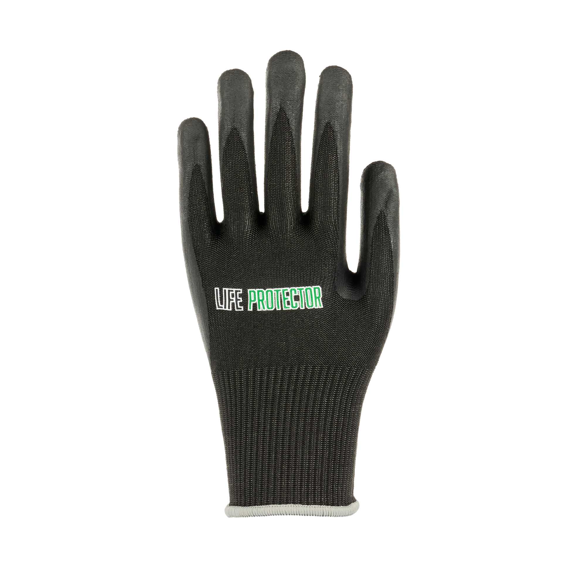 Life Protector Black HPPE Nylon / Spandex Extra Large Work Gloves - Ultra-Thin Foam Nitrile Palm Coating, Cut-Resistant - Pair - 1 count box