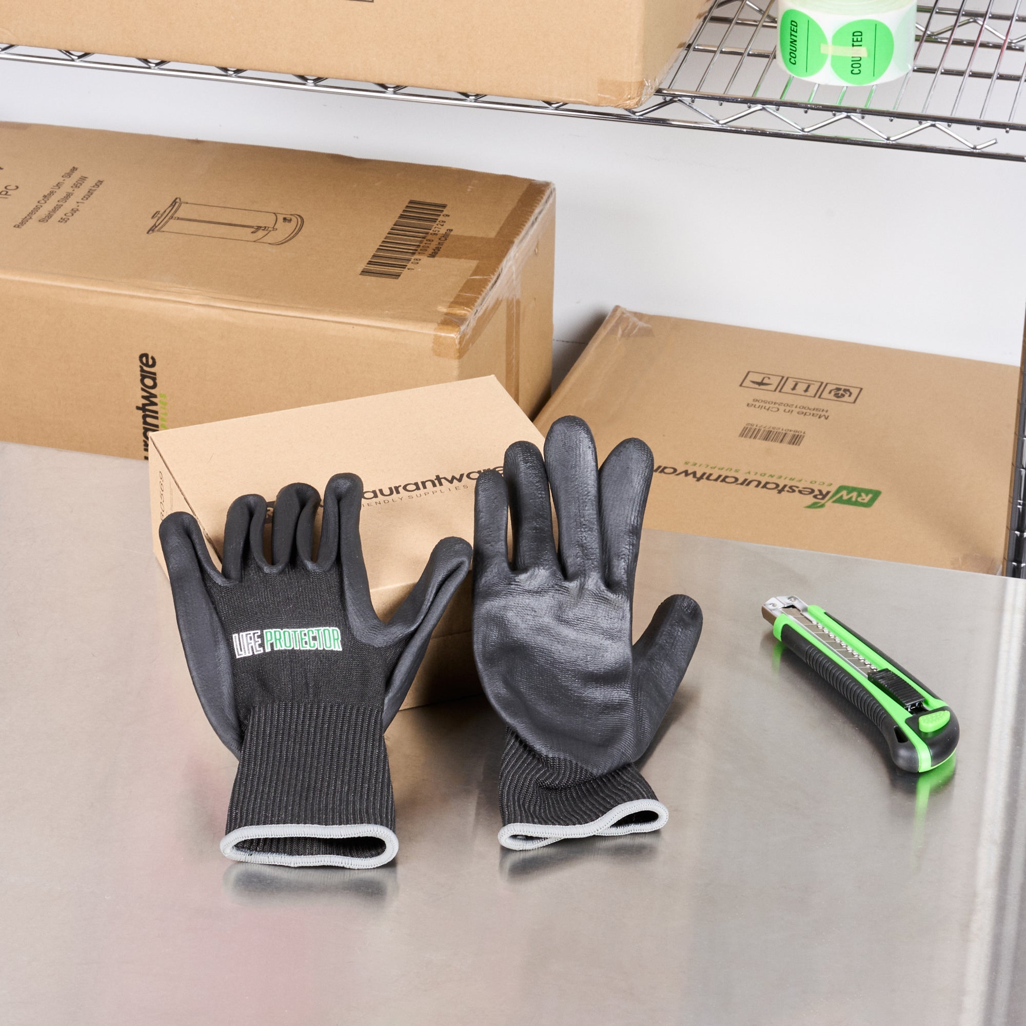 Life Protector Black HPPE Nylon / Spandex Extra Large Work Gloves - Ultra-Thin Foam Nitrile Palm Coating,Cut-Resistant - Pair - 10 count box