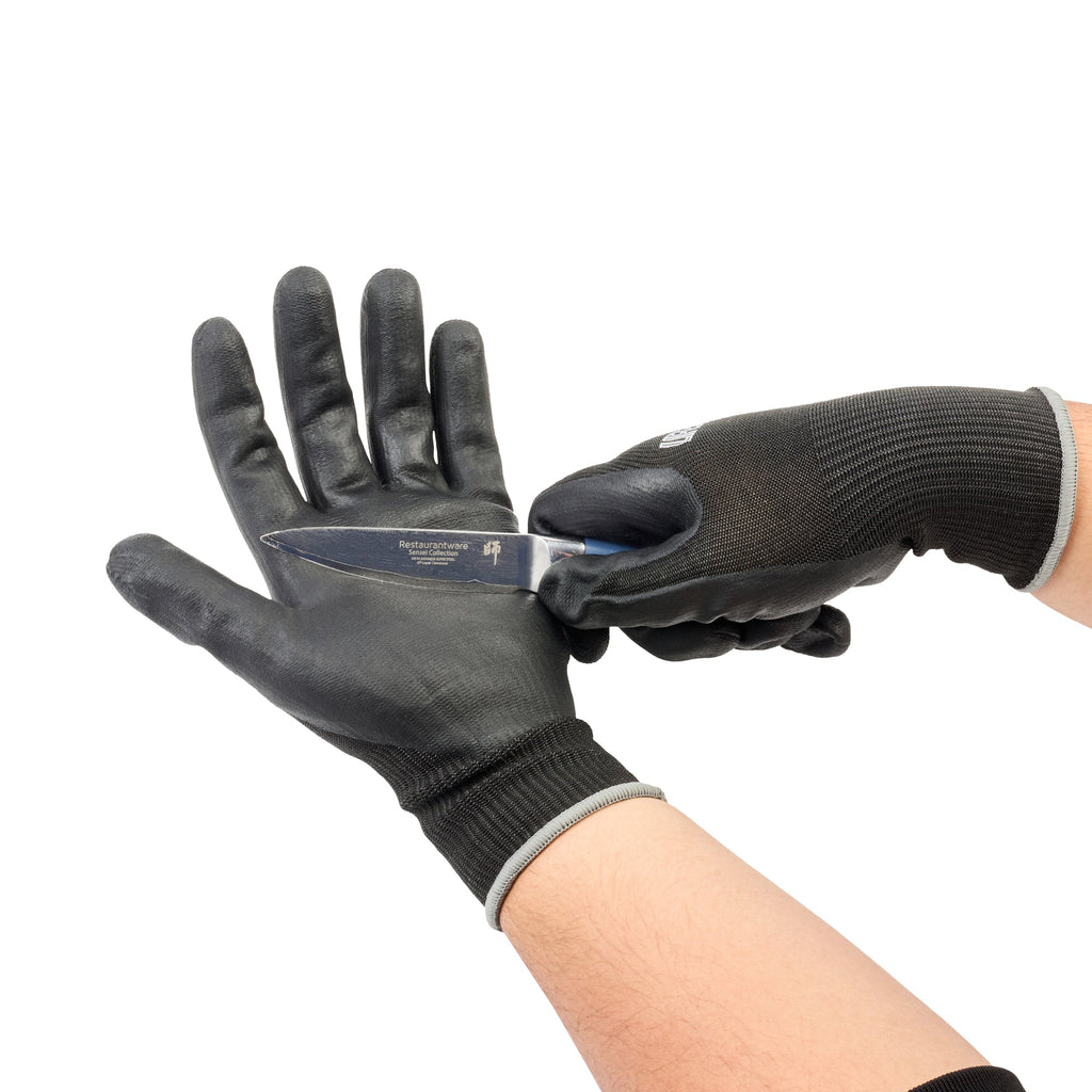 Life Protector Black HPPE Nylon / Spandex Extra Large Work Gloves - Ultra-Thin Foam Nitrile Palm Coating,Cut-Resistant - Pair - 10 count box
