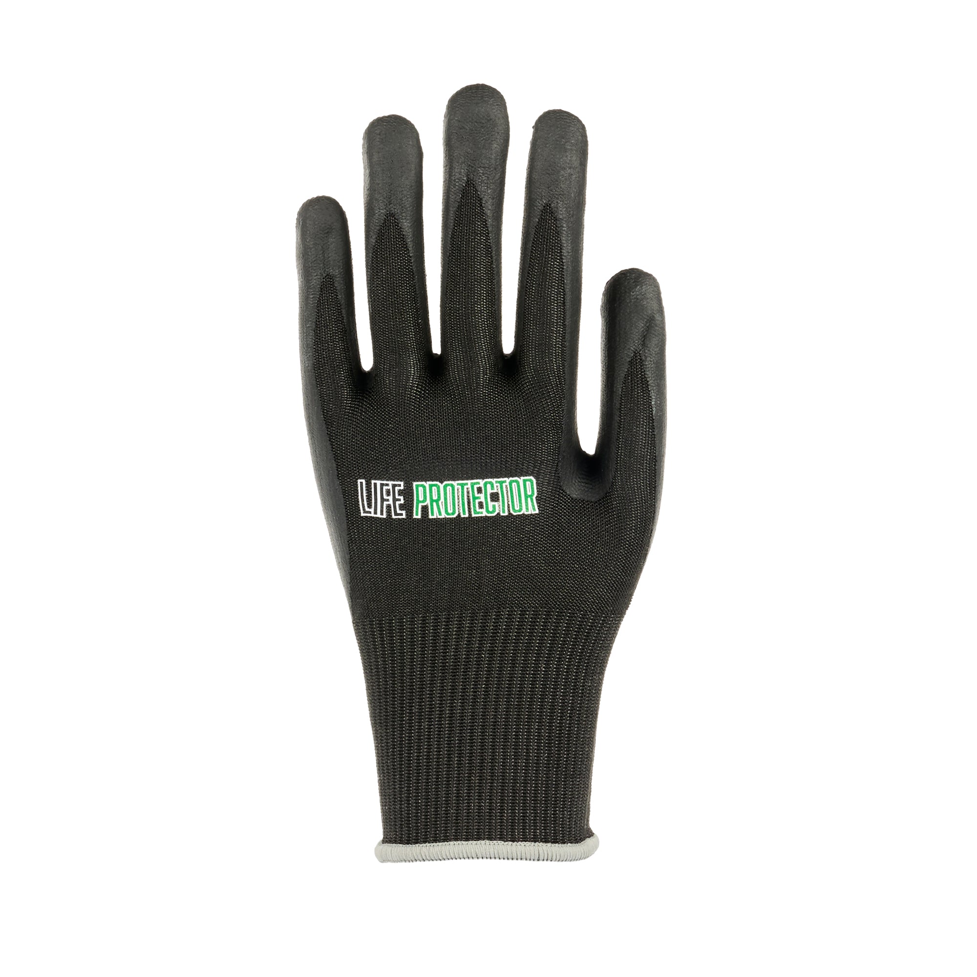 Life Protector Black HPPE Nylon / Spandex Extra Large Work Gloves - Ultra-Thin Foam Nitrile Palm Coating,Cut-Resistant - Pair - 10 count box