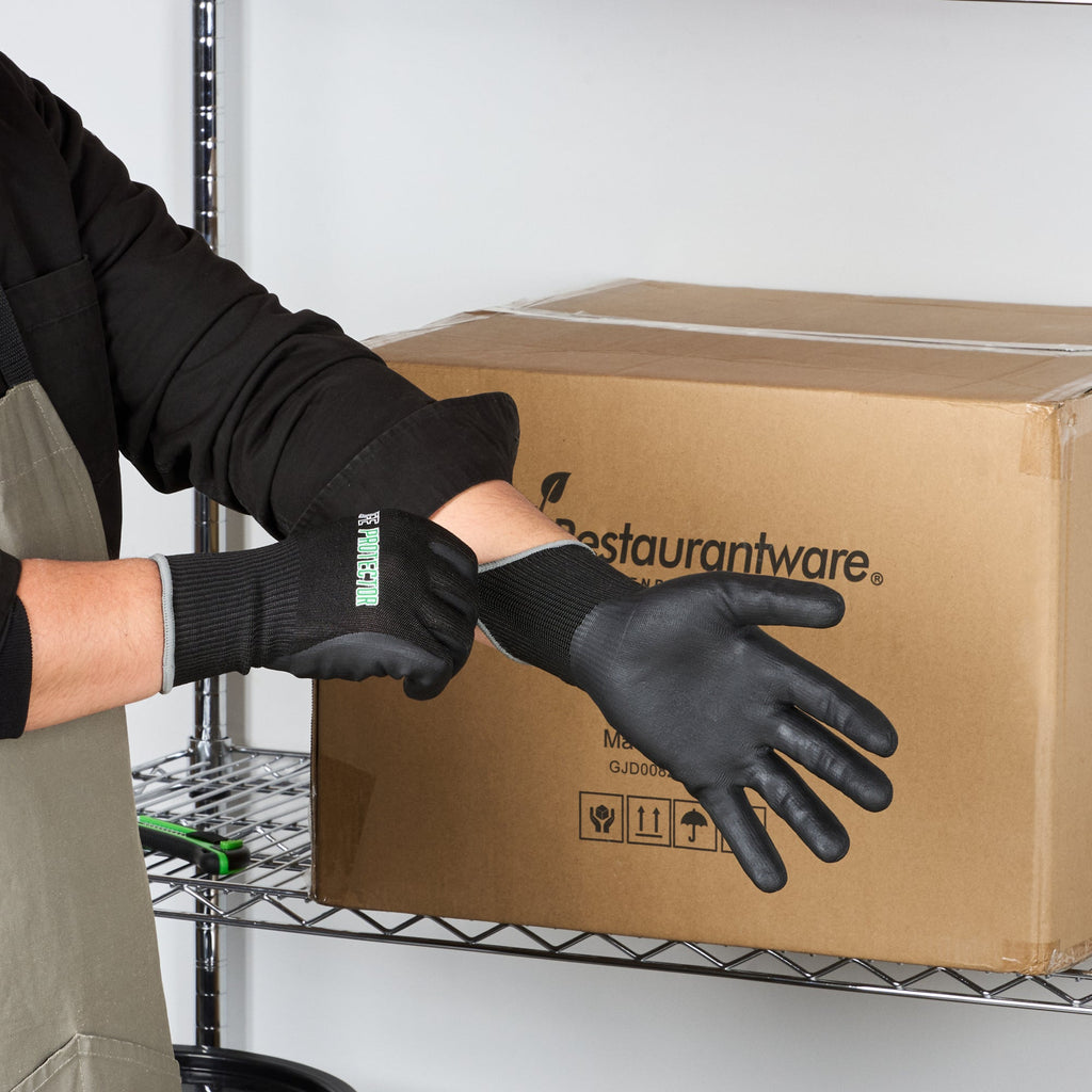 Life Protector Black HPPE Nylon / Spandex Extra Large Work Gloves - Ultra-Thin Foam Nitrile Palm Coating,Cut-Resistant - Pair - 10 count box