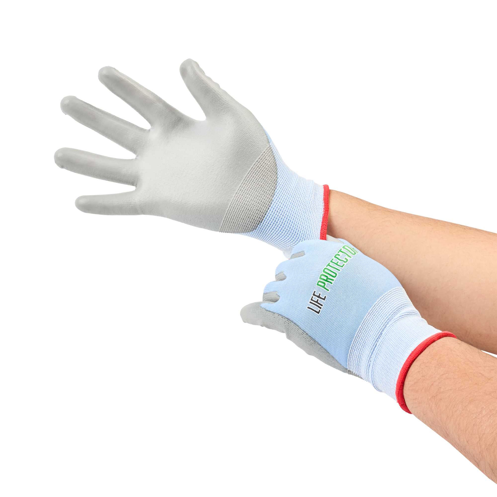 Life Protector Light Blue Diamond Blend Small Work Gloves - with Foam Polyurethane Palm Coating, Cut-Resistant - Pair - 1 count box