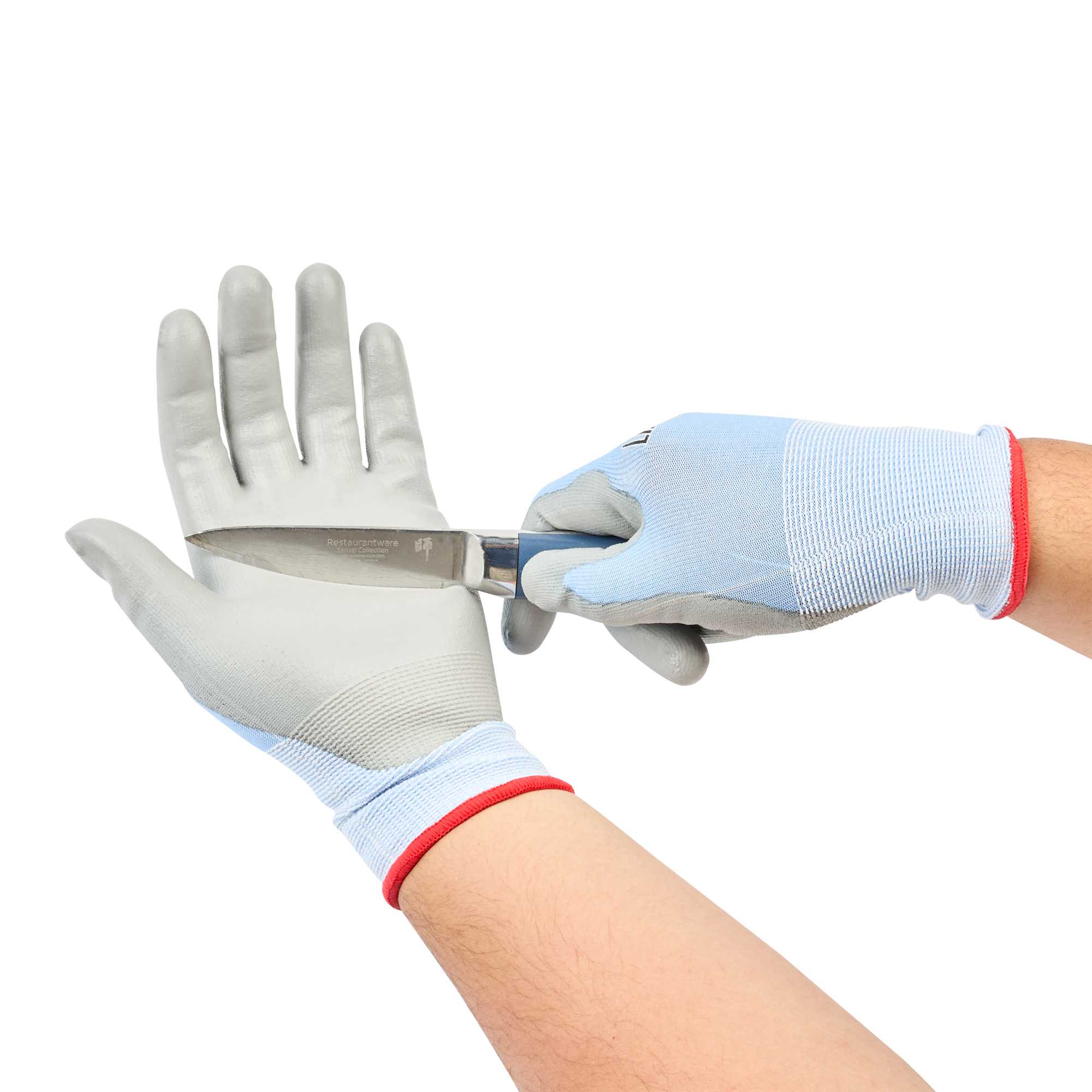 Life Protector Light Blue Diamond Blend Small Work Gloves - with Foam Polyurethane Palm Coating, Cut-Resistant - Pair - 1 count box