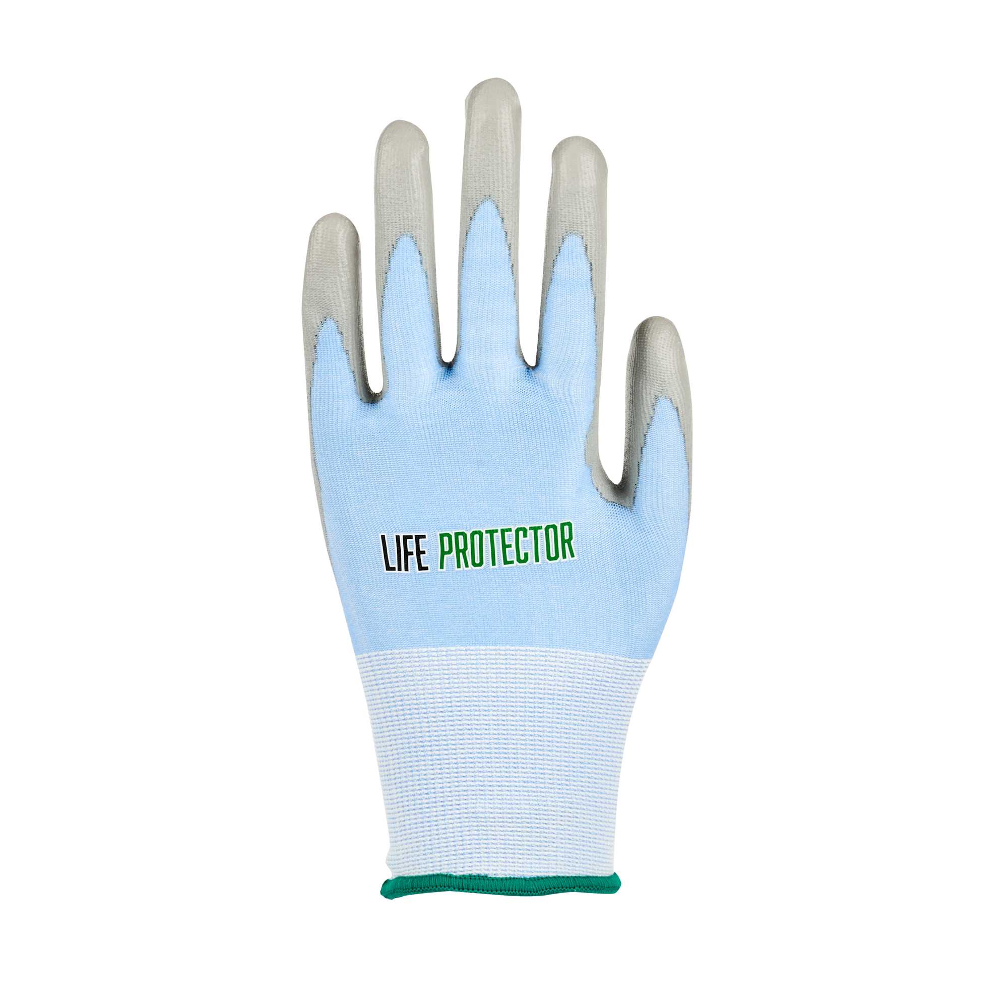Life Protector Light Blue Diamond Blend Medium Work Gloves - with Foam Polyurethane Palm Coating, Cut-Resistant - Pair - 1 count box