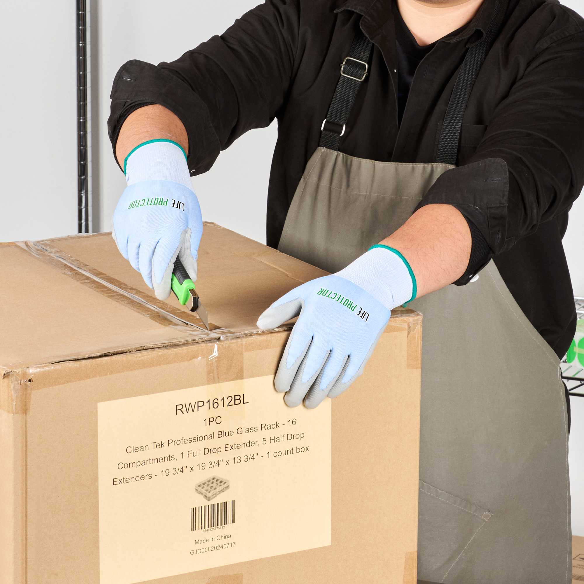 Life Protector Light Blue Diamond Blend Medium Work Gloves - with Foam Polyurethane Palm Coating, Cut-Resistant - Pair - 1 count box