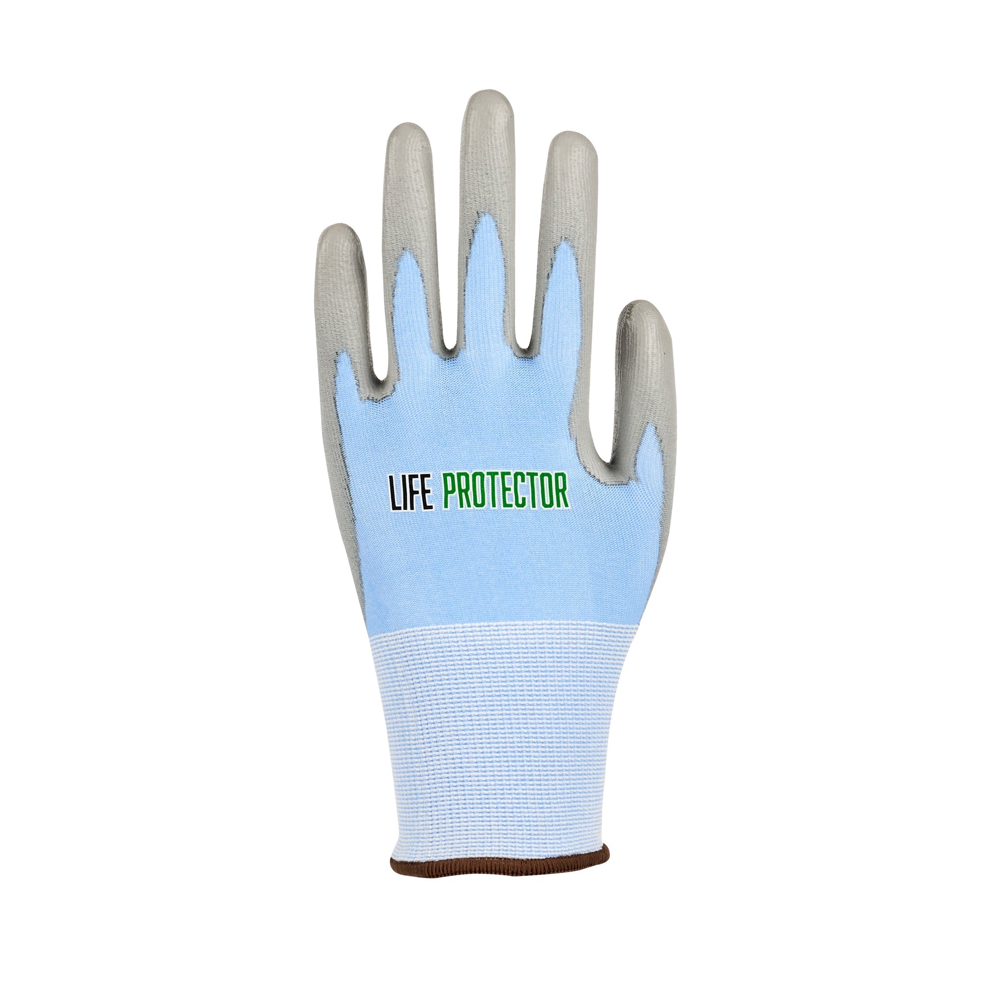 Life Protector Light Blue Diamond Blend Large Work Gloves - with Foam Polyurethane Palm Coating, Cut-Resistant - Pair - 1 count box
