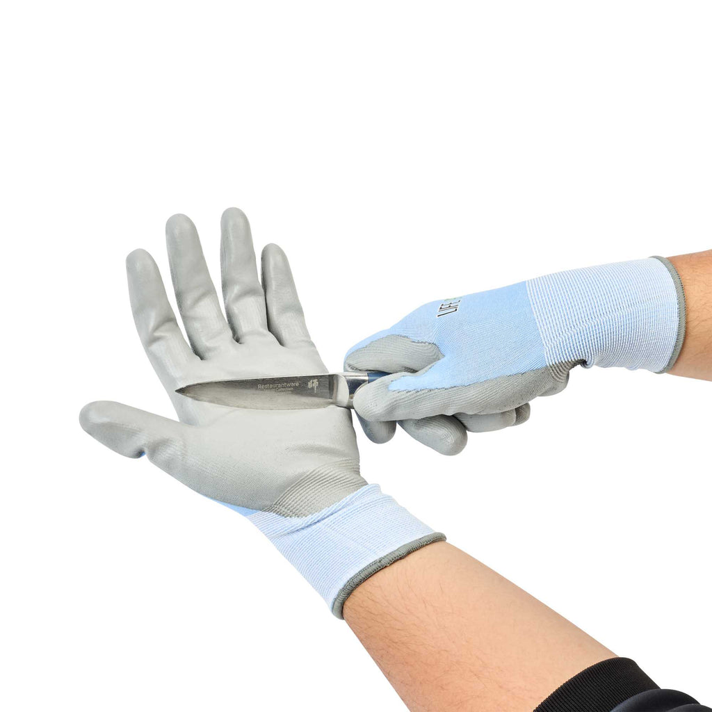 Life Protector Light Blue Diamond Blend Extra Large Work Gloves - with Foam Polyurethane Palm Coating, Cut-Resistant - Pair - 1 count box