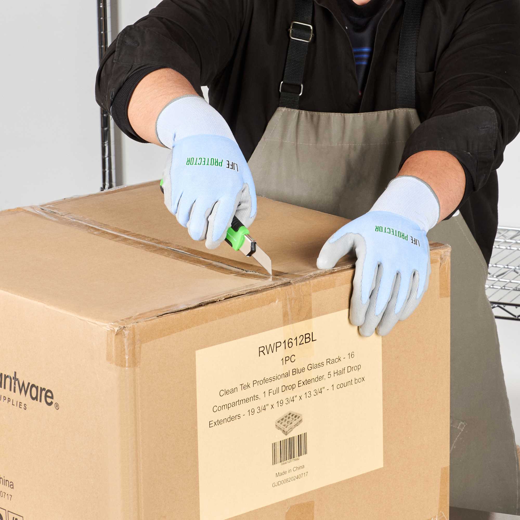 Life Protector Light Blue Diamond Blend Extra Large Work Gloves - with Foam Polyurethane Palm Coating, Cut-Resistant - Pair - 1 count box