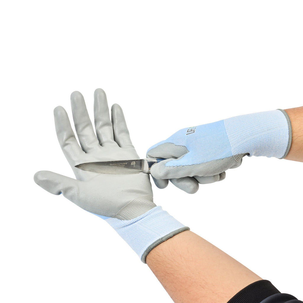 Life Protector Light Blue Diamond Blend Extra Large Work Gloves - with Foam Polyurethane Palm Coating, Cut-Resistant - Pair - 10 count box