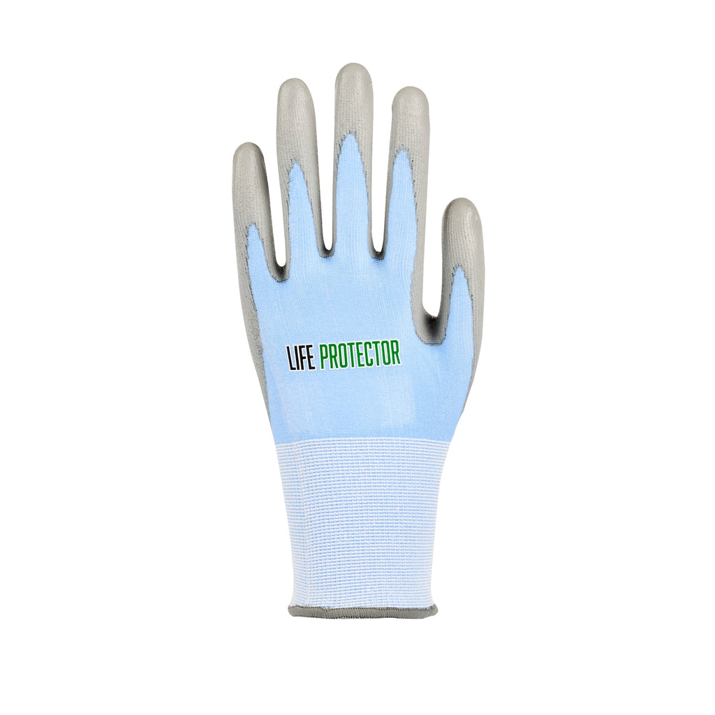 Life Protector Light Blue Diamond Blend Extra Large Work Gloves - with Foam Polyurethane Palm Coating, Cut-Resistant - Pair - 10 count box