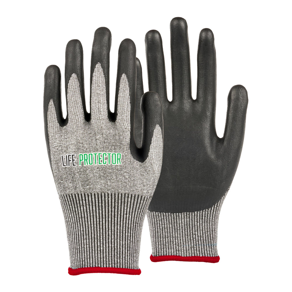 Life Protector Gray HPPE Polyester / Spandex Small Work Gloves - Ultra-Thin Foam Nitrile Palm Coating, Cut-Resistant - Pair - 10 count box