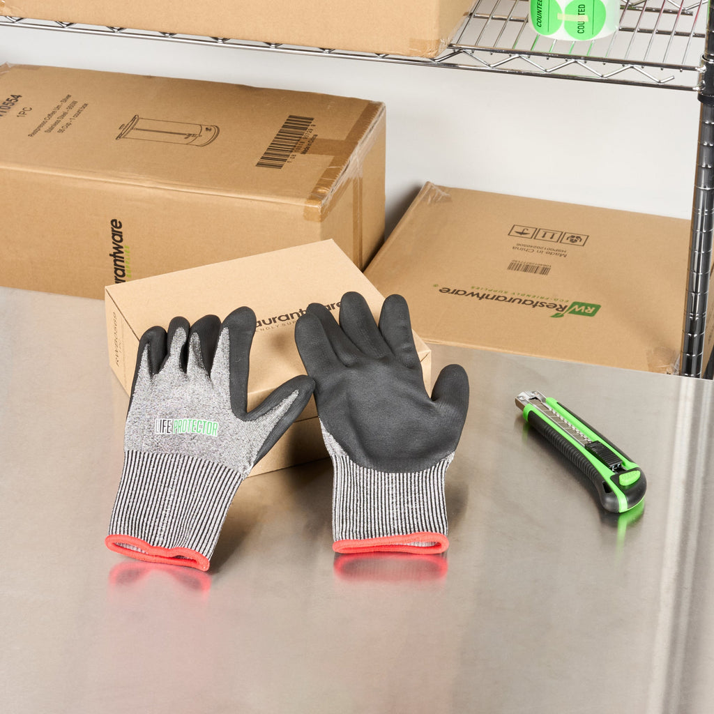 Life Protector Gray HPPE Polyester / Spandex Small Work Gloves - Ultra-Thin Foam Nitrile Palm Coating, Cut-Resistant - Pair - 10 count box