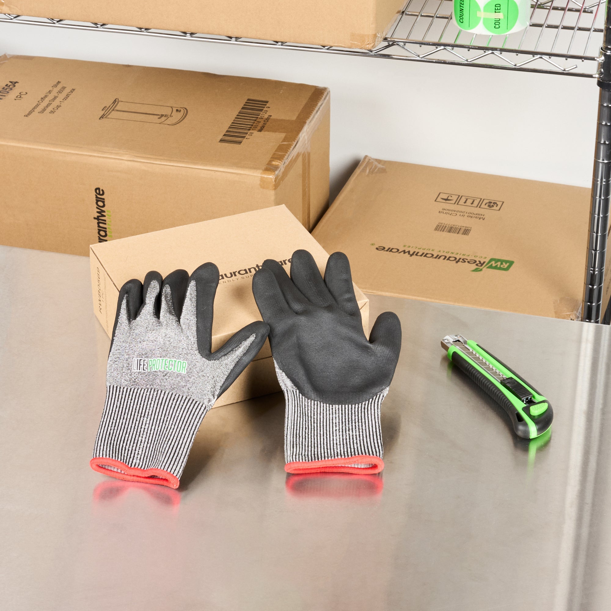 Life Protector Gray HPPE Polyester / Spandex Small Work Gloves - Ultra-Thin Foam Nitrile Palm Coating, Cut-Resistant - Pair - 10 count box