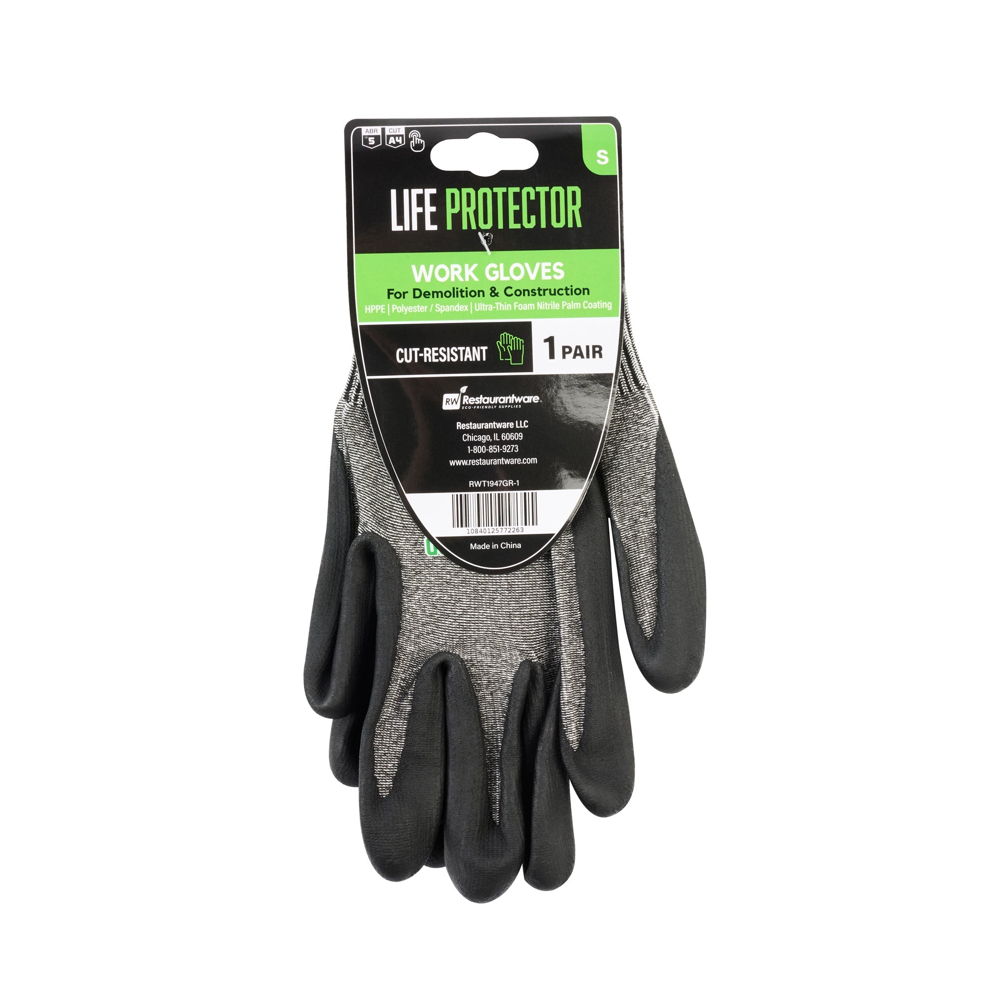 Life Protector Gray HPPE Polyester / Spandex Small Work Gloves - Ultra-Thin Foam Nitrile Palm Coating, Cut-Resistant - Pair - 10 count box