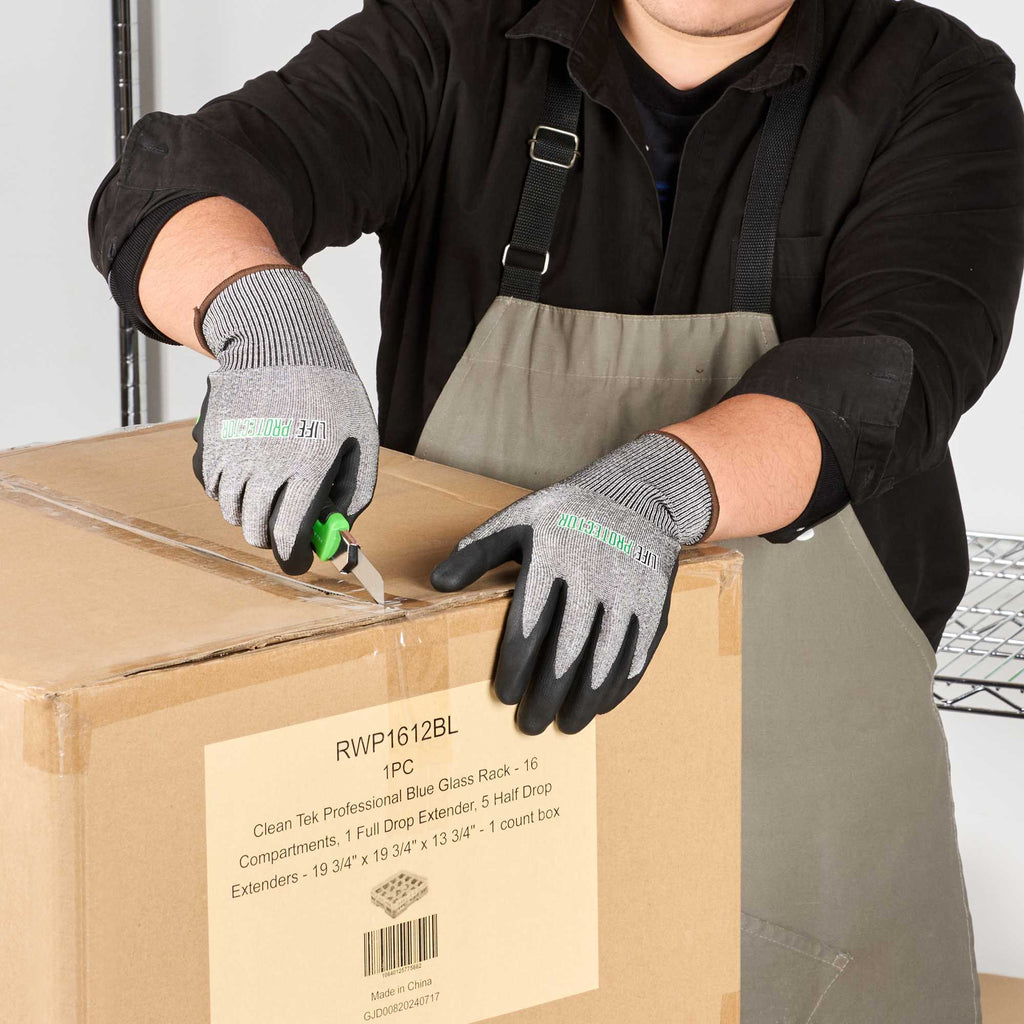 Life Protector Gray HPPE Polyester / Spandex Large Work Gloves - Ultra-Thin Foam Nitrile Palm Coating, Cut-Resistant - Pair - 1 count box