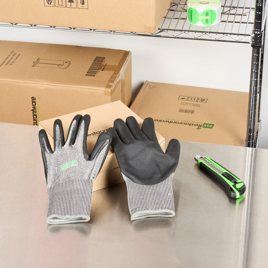 Life Protector Gray HPPE Polyester / Spandex Extra Large Work Gloves - with Foam Nitrile Palm Coating, Cut-Resistant - Pair - 10 count box