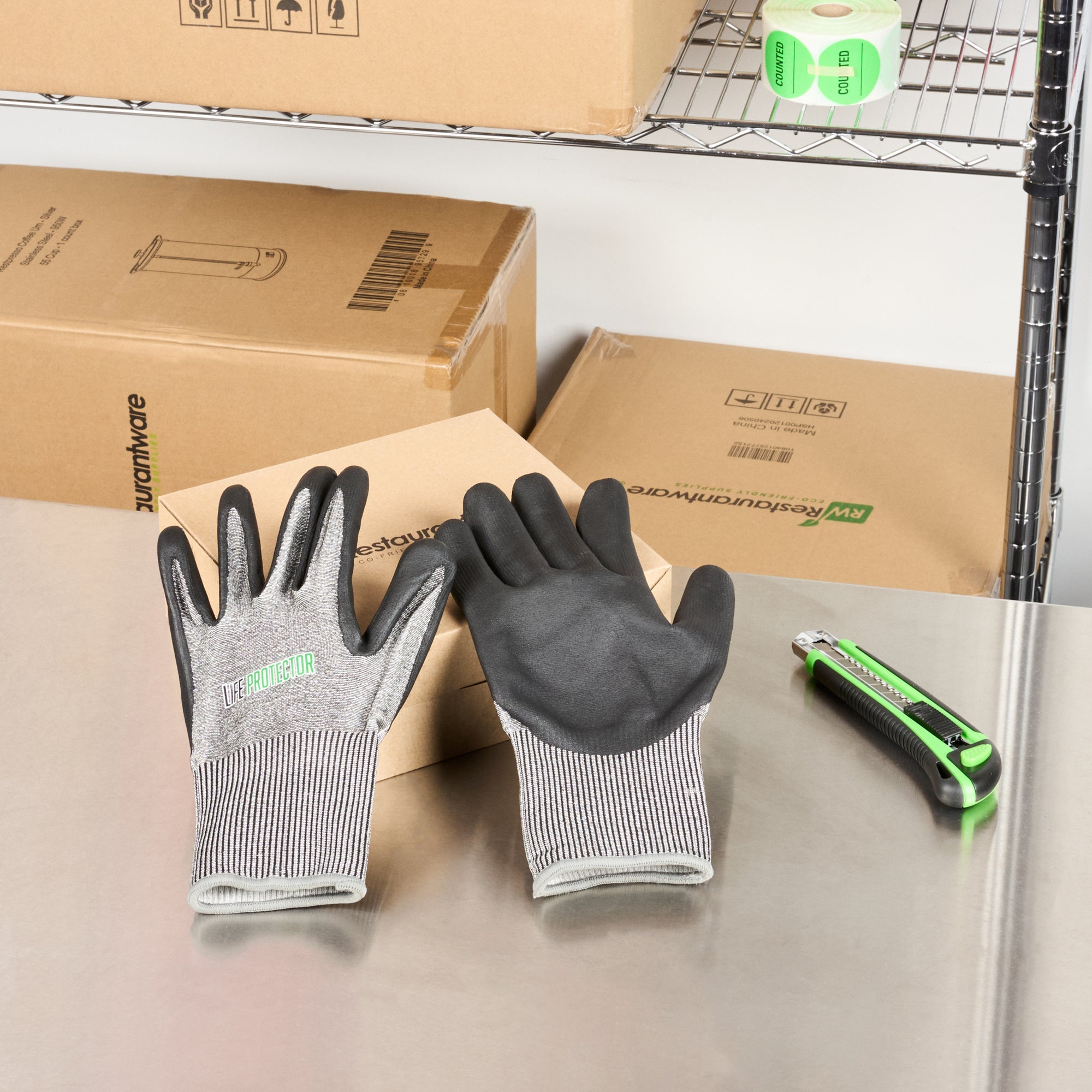 Life Protector Gray HPPE Polyester / Spandex Extra Large Work Gloves - with Foam Nitrile Palm Coating, Cut-Resistant - Pair - 10 count box