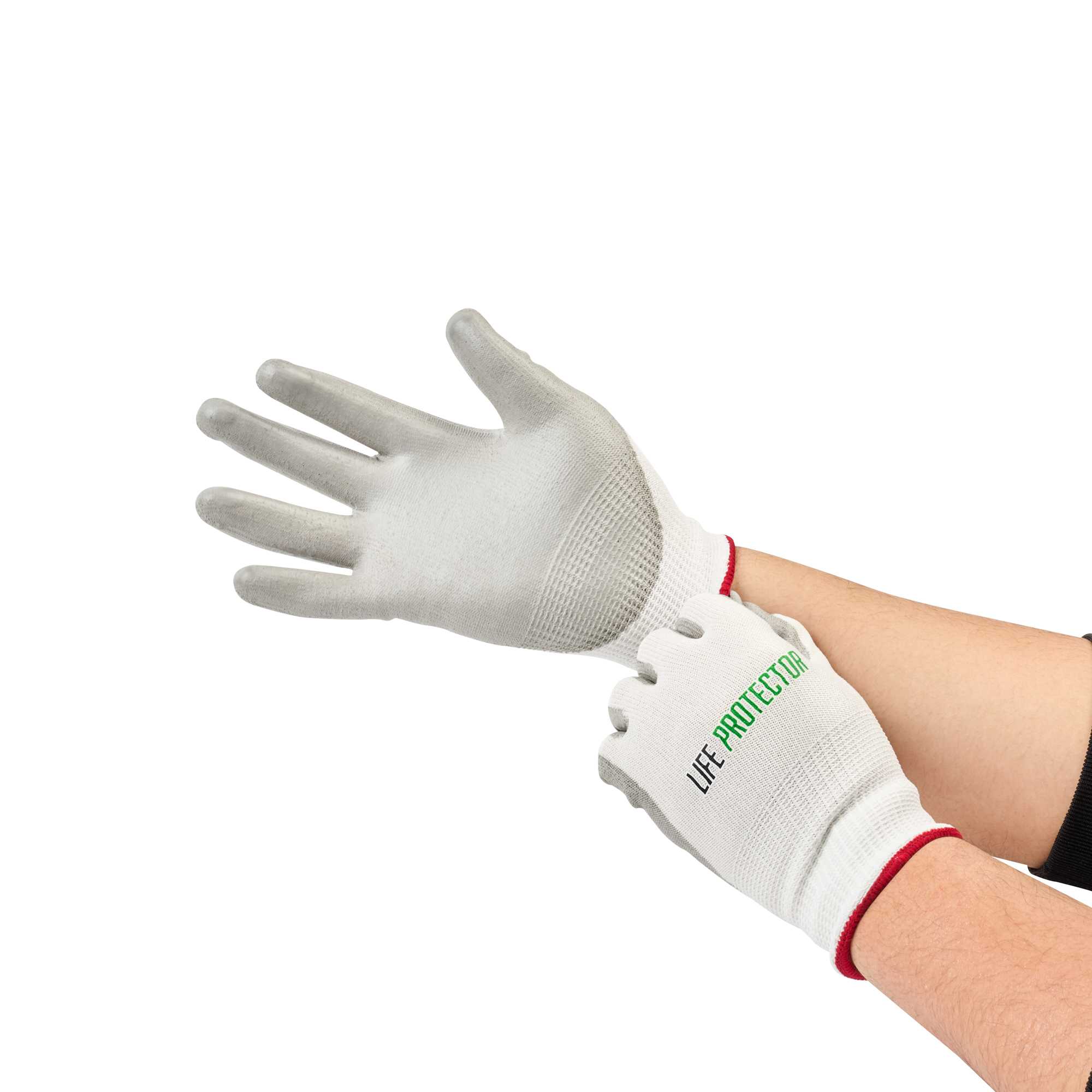 Life Protector White HPPE Polyester / Spandex Small Work Gloves - with Polyurethane Palm Coating, Cut-Resistant - Pair - 1 count box