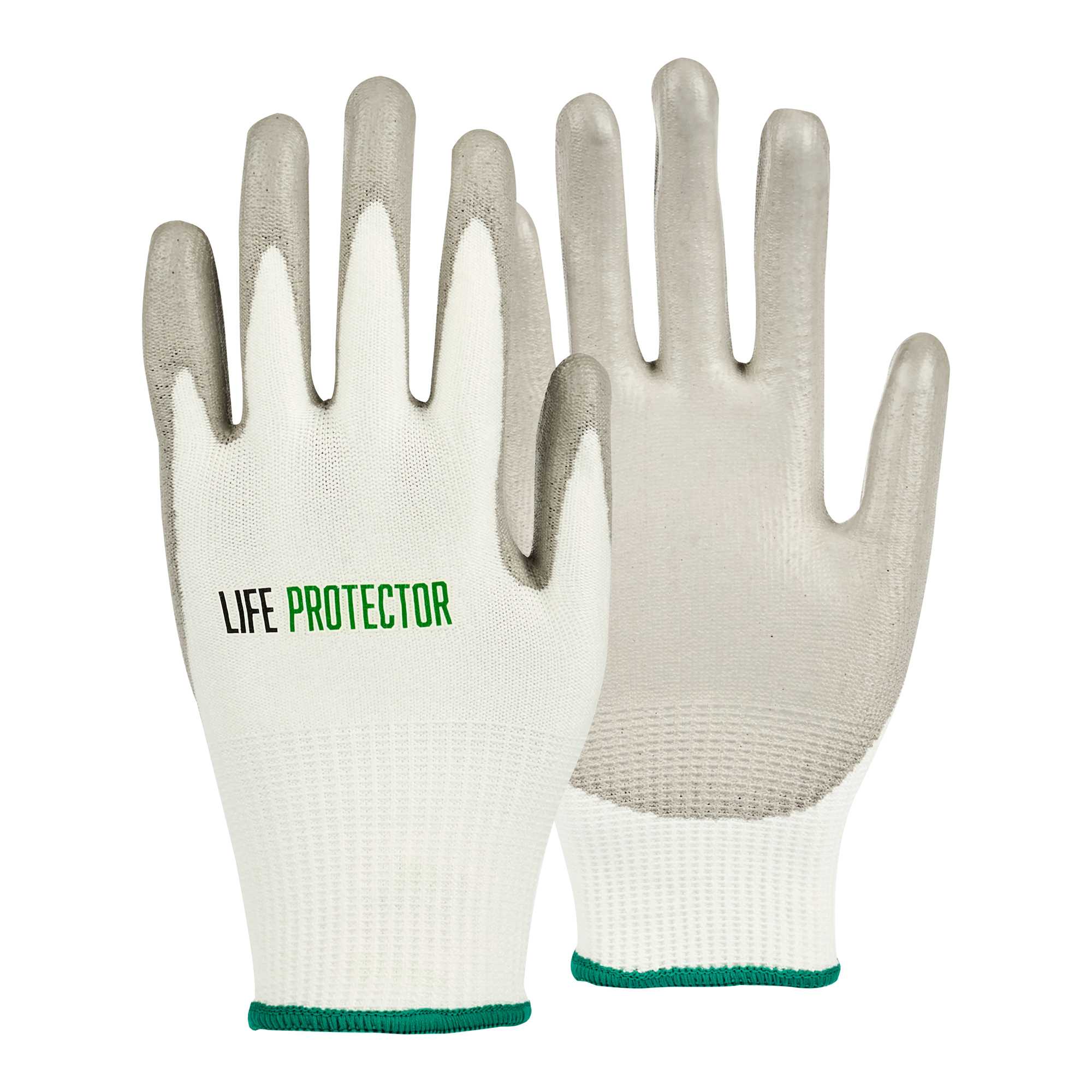 Life Protector White HPPE Polyester / Spandex Small Work Gloves - with Polyurethane Palm Coating, Cut-Resistant - Pair - 1 count box