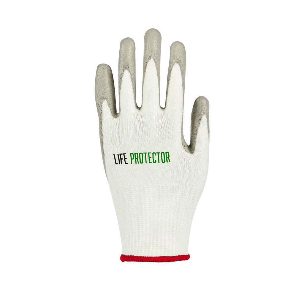 Life Protector White HPPE Polyester / Spandex Small Work Gloves - with Polyurethane Palm Coating, Cut-Resistant - Pair - 1 count box