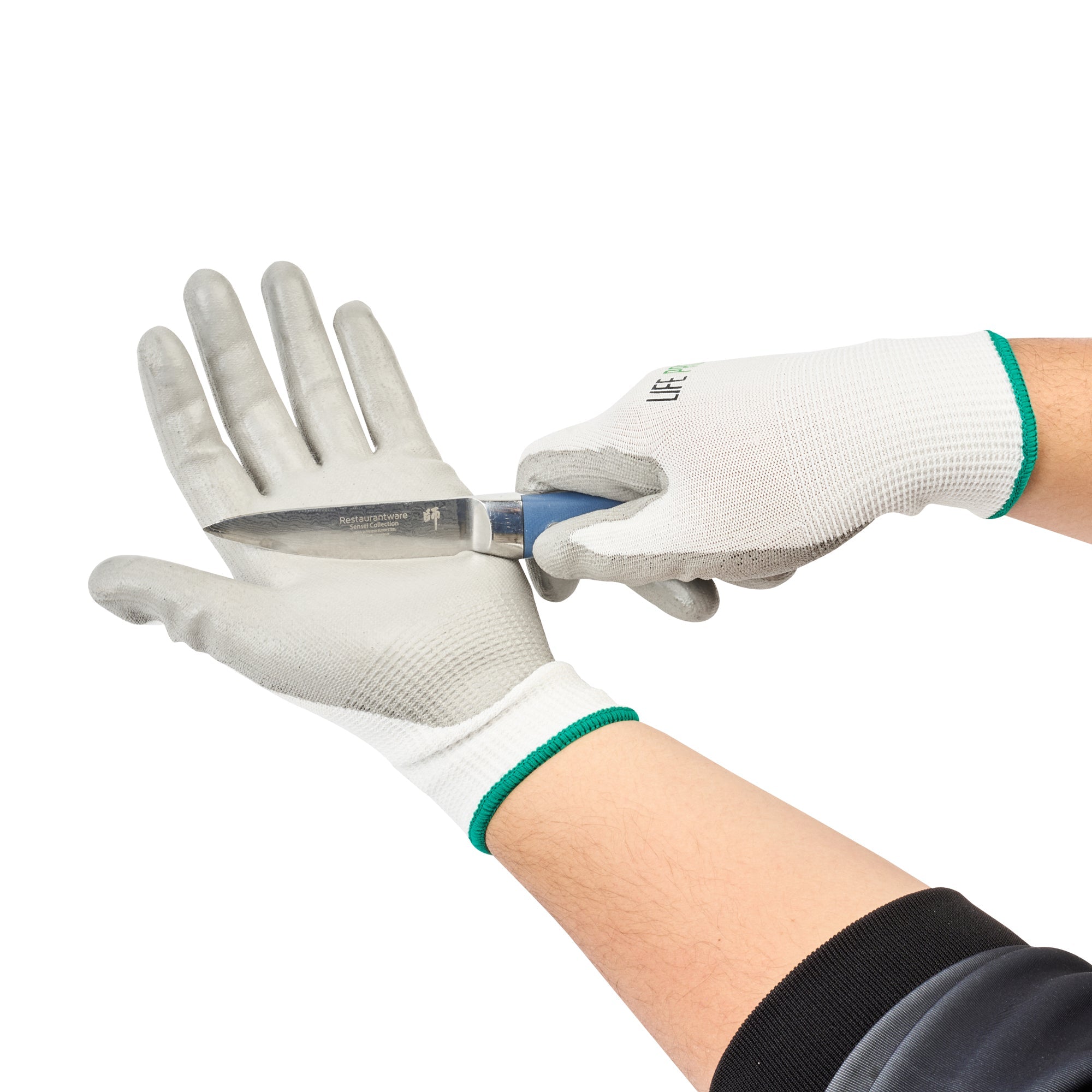 Life Protector White HPPE Polyester / Spandex Medium Work Gloves - with Polyurethane Palm Coating, Cut-Resistant - Pair - 10 count box
