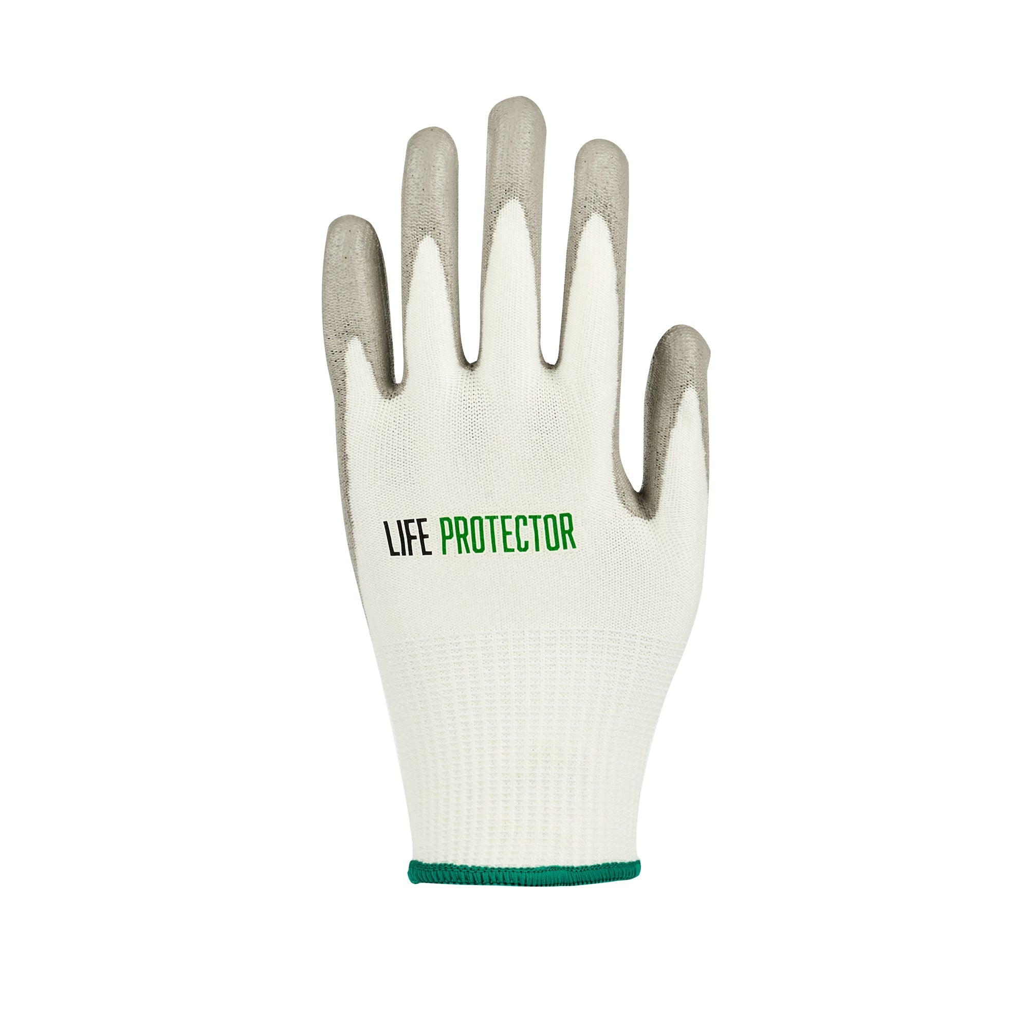 Life Protector White HPPE Polyester / Spandex Medium Work Gloves - with Polyurethane Palm Coating, Cut-Resistant - Pair - 10 count box