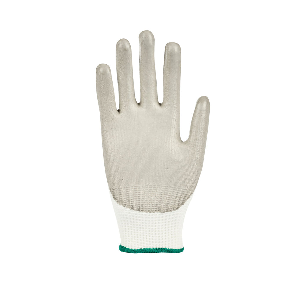 Life Protector White HPPE Polyester / Spandex Medium Work Gloves - with Polyurethane Palm Coating, Cut-Resistant - Pair - 10 count box