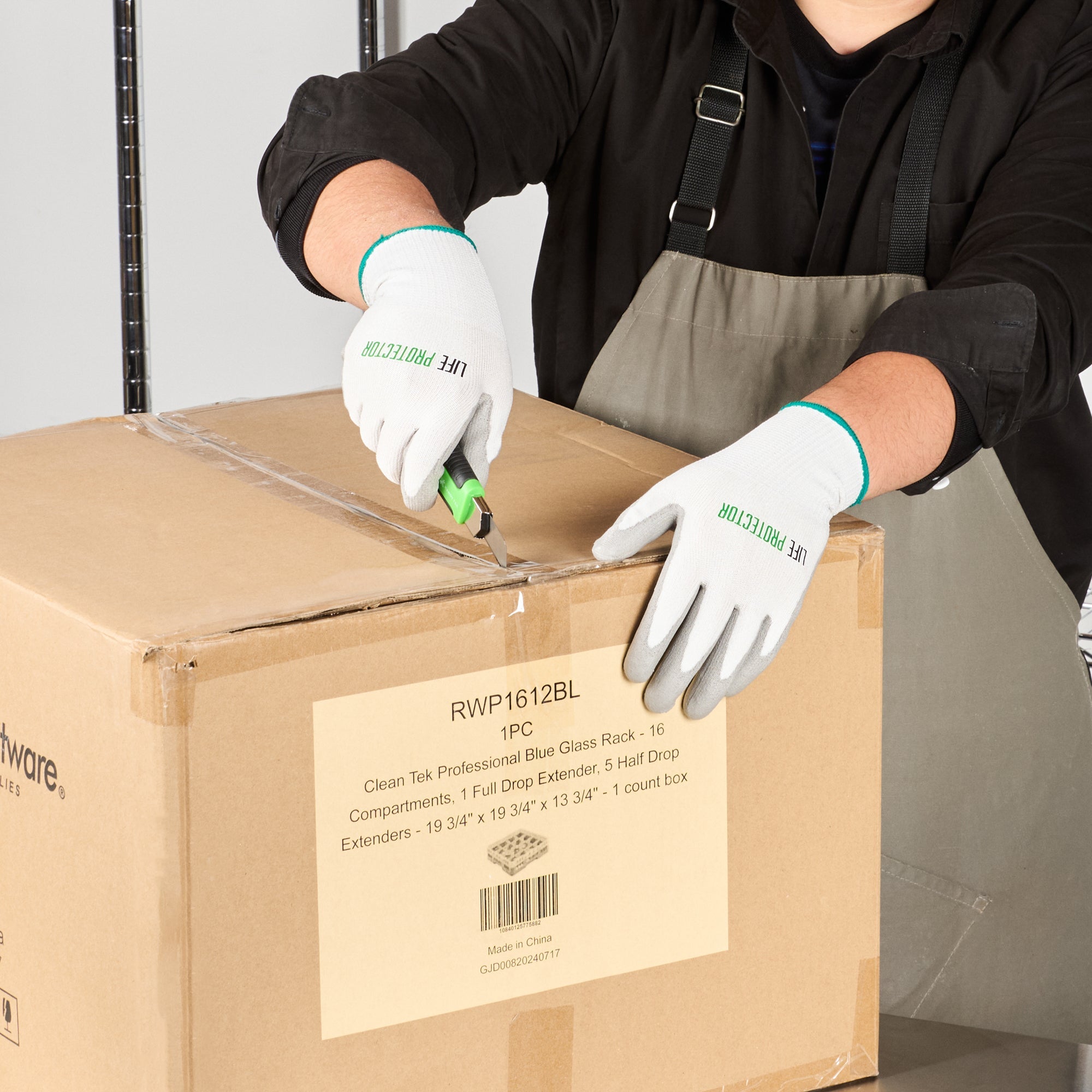 Life Protector White HPPE Polyester / Spandex Medium Work Gloves - with Polyurethane Palm Coating, Cut-Resistant - Pair - 10 count box