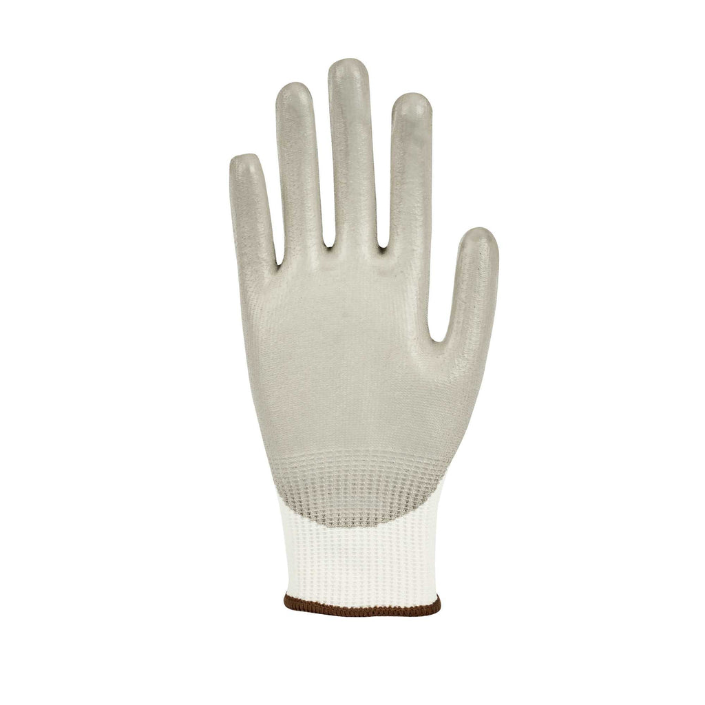 Life Protector White HPPE Polyester / Spandex Large Work Gloves - with Polyurethane Palm Coating, Cut-Resistant - Pair - 1 count box