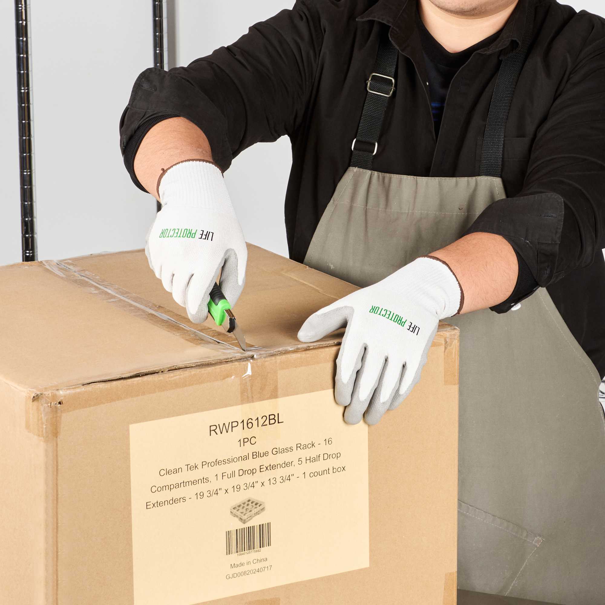 Life Protector White HPPE Polyester / Spandex Large Work Gloves - with Polyurethane Palm Coating, Cut-Resistant - Pair - 1 count box
