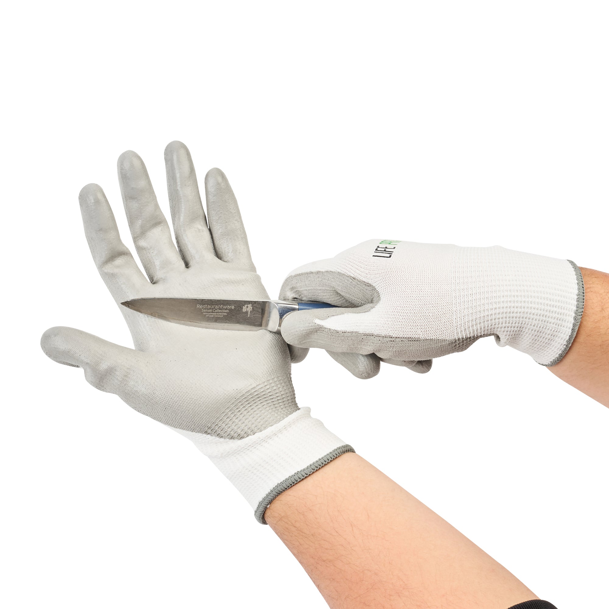Life Protector White HPPE Polyester / Spandex Extra Large Work Gloves - with Polyurethane Palm Coating, Cut-Resistant - Pair - 10 count box