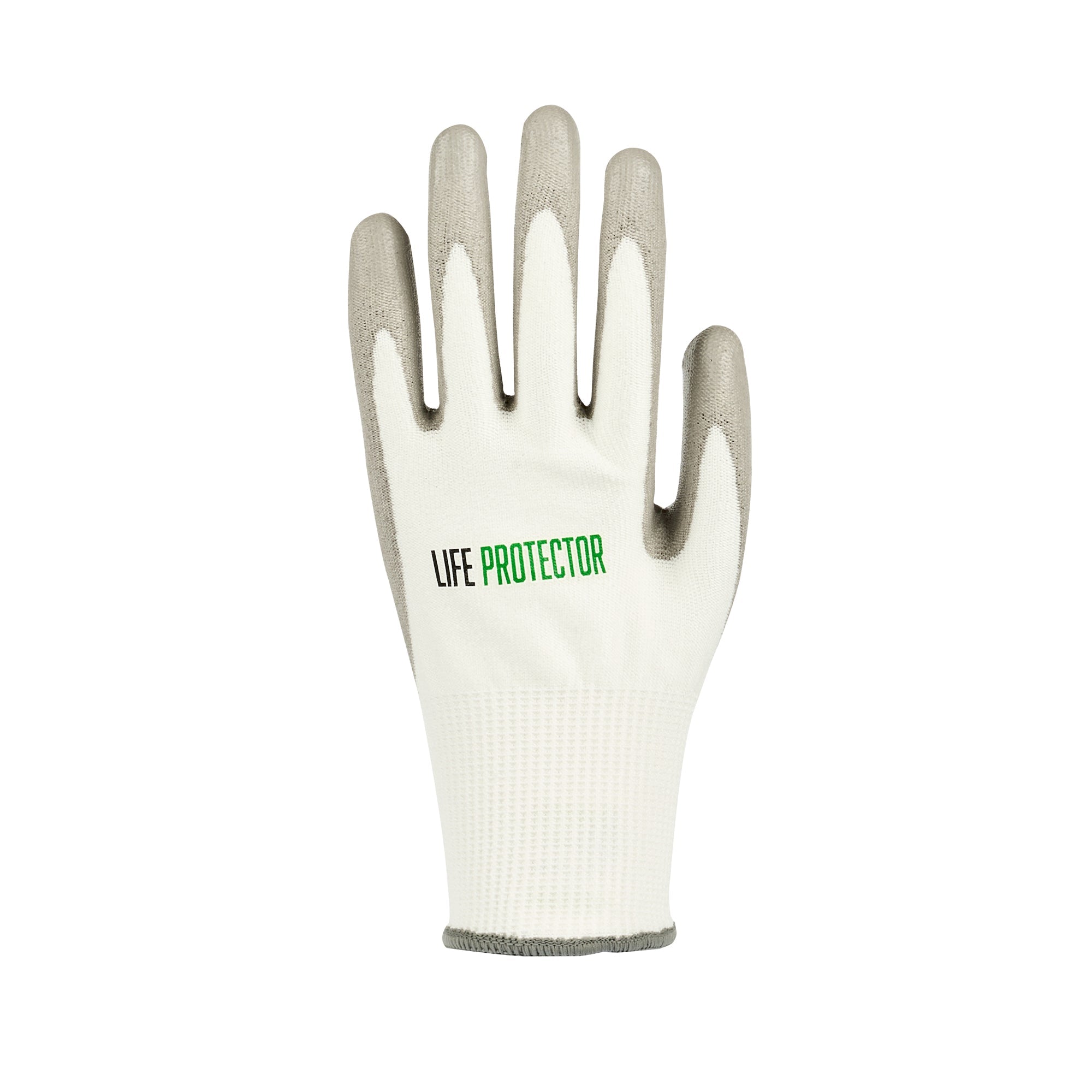 Life Protector White HPPE Polyester / Spandex Extra Large Work Gloves - with Polyurethane Palm Coating, Cut-Resistant - Pair - 10 count box