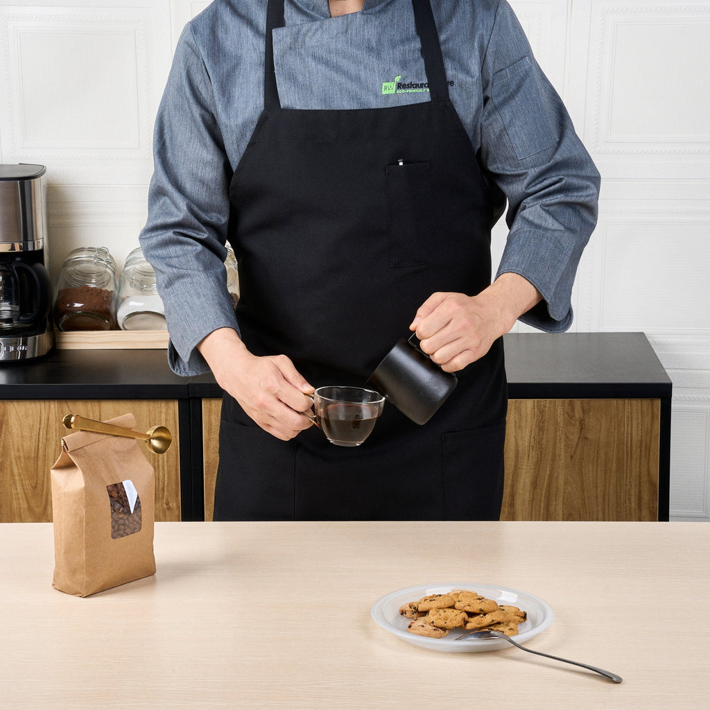 Chef 101 Black Standard Bib Apron - with 3 Pockets - 32 1/2'' x 27 1/2'' - 100 count box
