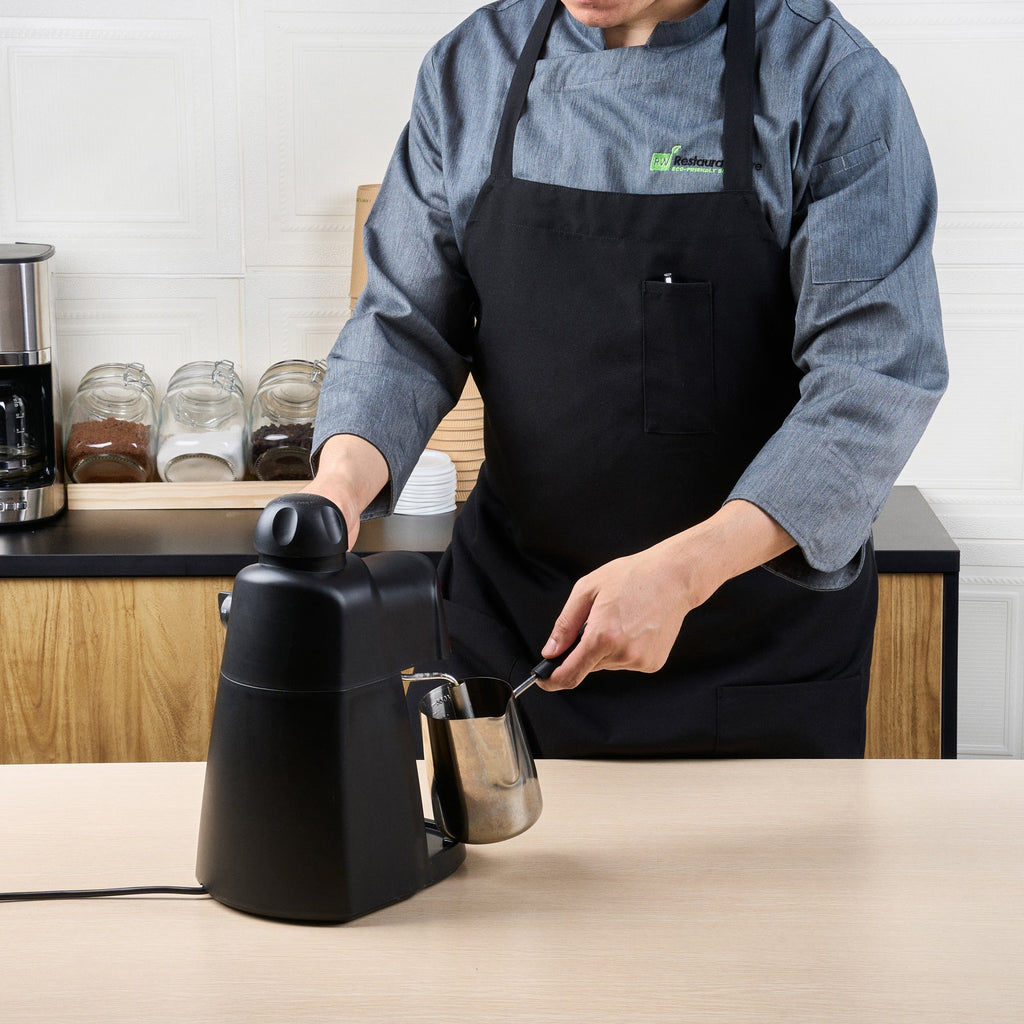 Chef 101 Black Standard Bib Apron - with 3 Pockets - 32 1/2'' x 27 1/2'' - 100 count box