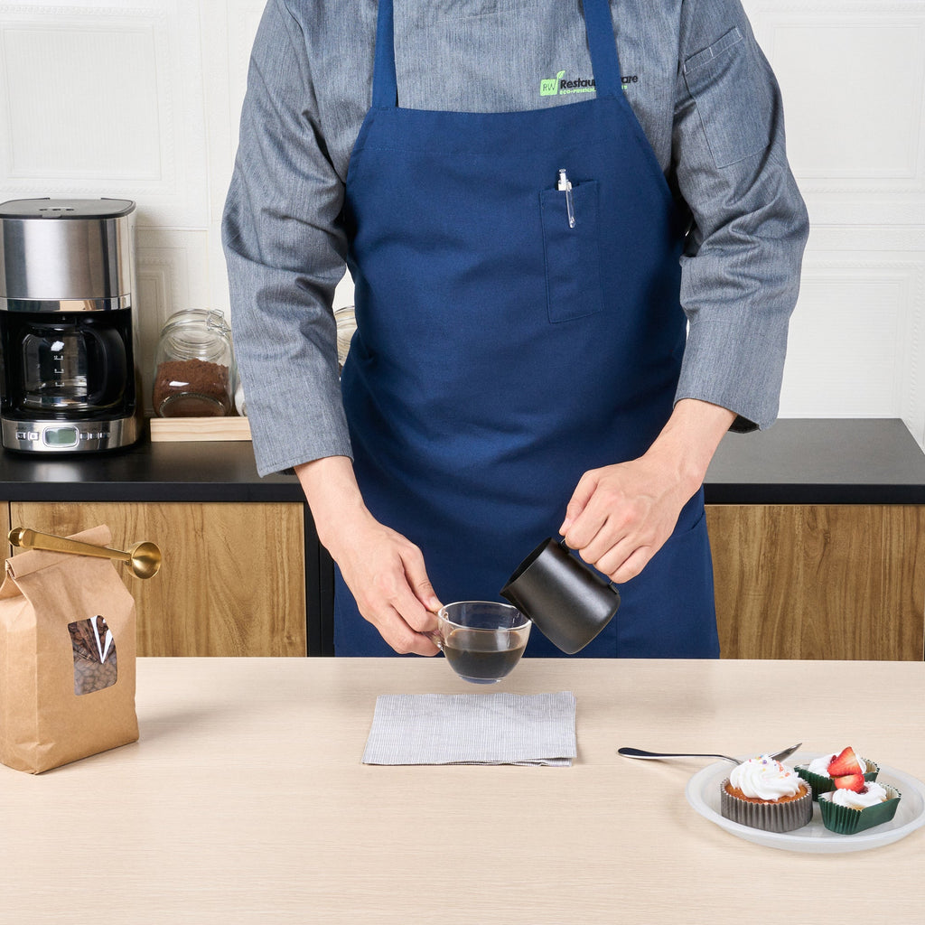 Chef 101 Blue Standard Bib Apron - with 3 Pockets - 32 1/2'' x 27 1/2'' - 1 count box