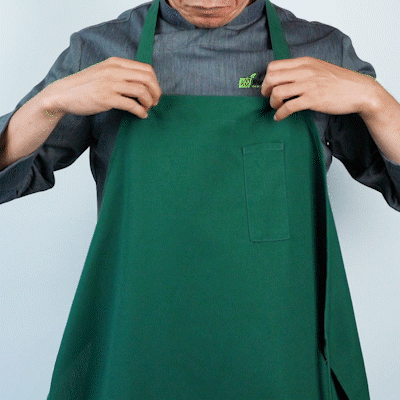 Chef 101 Green Standard Bib Apron - with 3 Pockets - 32 1/2'' x 27 1/2'' - 1 count box