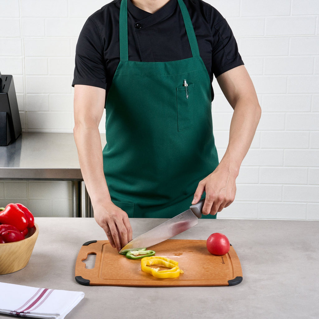 Chef 101 Green Standard Bib Apron - with 3 Pockets - 32 1/2'' x 27 1/2'' - 1 count box