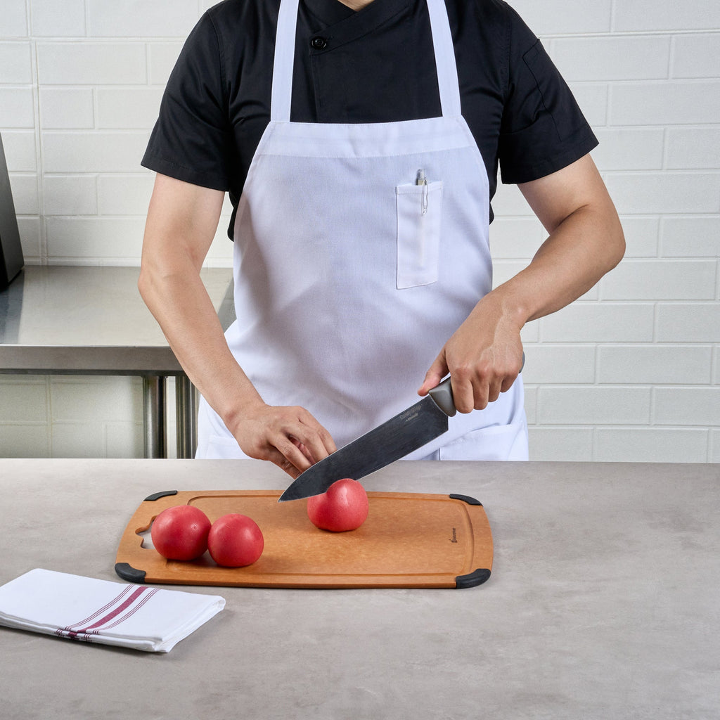 Chef 101 White Standard Bib Apron - with 3 Pockets - 32 1/2'' x 27 1/2'' - 1 count box