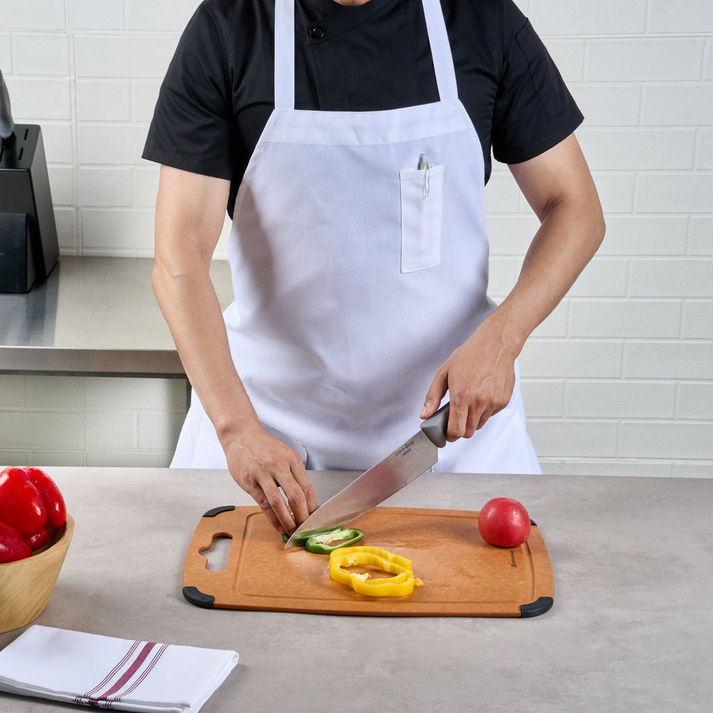 Chef 101 White Standard Bib Apron - with 3 Pockets - 32 1/2'' x 27 1/2'' - 1 count box