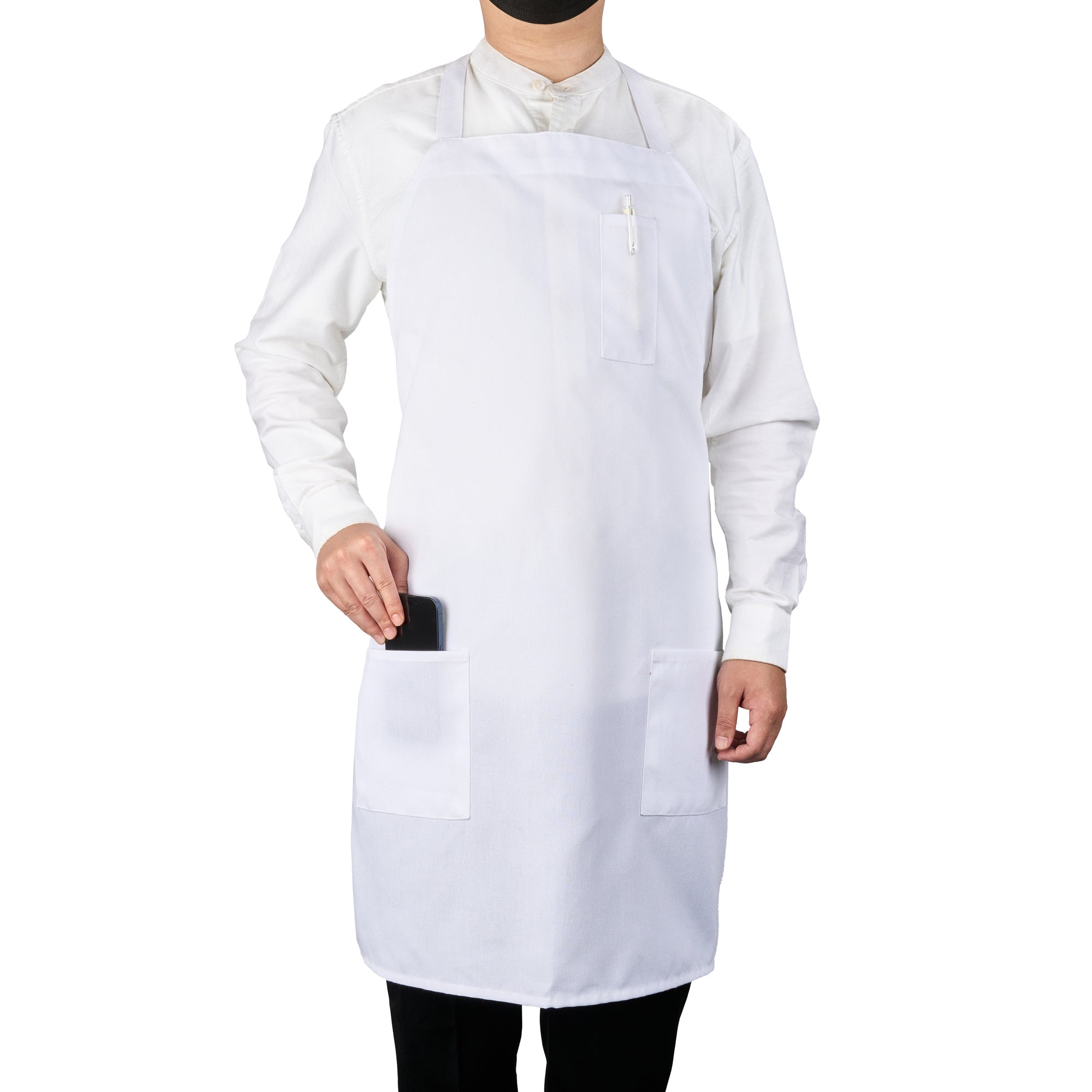 Chef 101 White Standard Bib Apron - with 3 Pockets - 32 1/2'' x 27 1/2'' - 100 count box