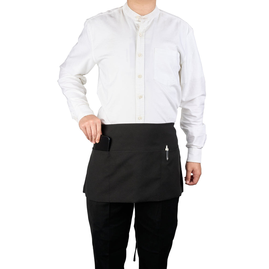 Chef 101 Black Standard Waist Apron - with 3 Pockets - 24" x 12" - 1 count box